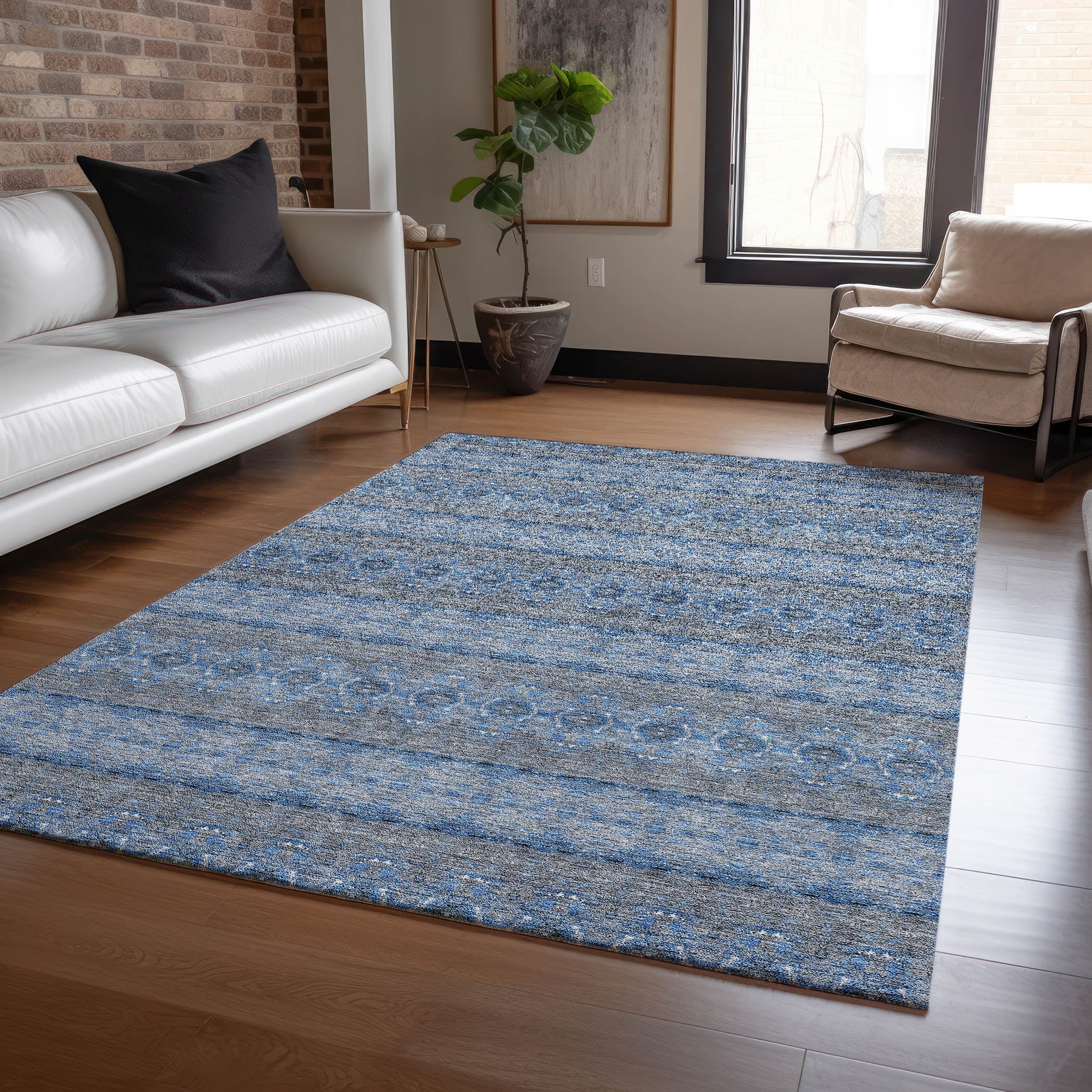 Addison Rugs ACN615NA8X10 Chantille ACN615NA 8 x 10 (ft) Polyester Navy Rectangular Indoor/Outdoor Abstract Machine washable Area rug