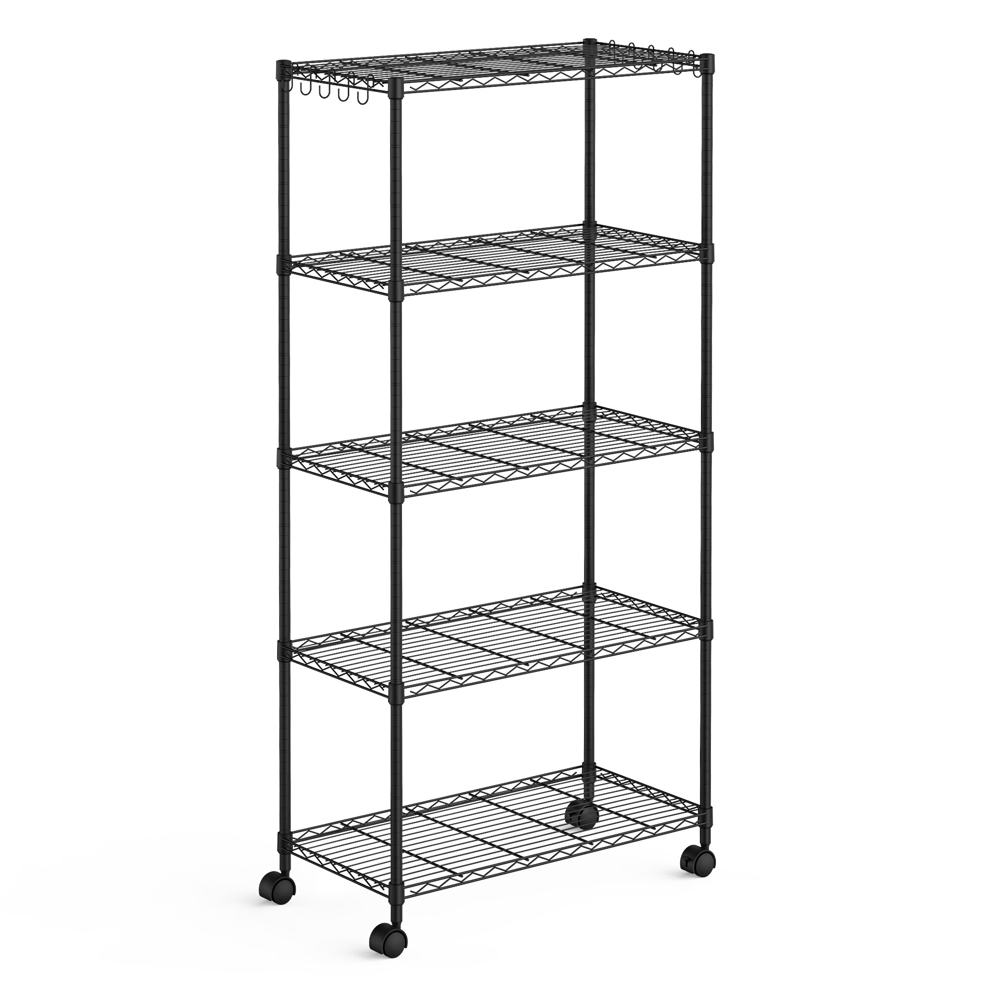 LTMATE LSCJ-A1747E Steel 5 -Tier Utility shelving unit ( 35.43-in W x 17.72-in D x 73.62-in H ) ( Black , ( 300-lb lbs. Capacity Per Shelf )