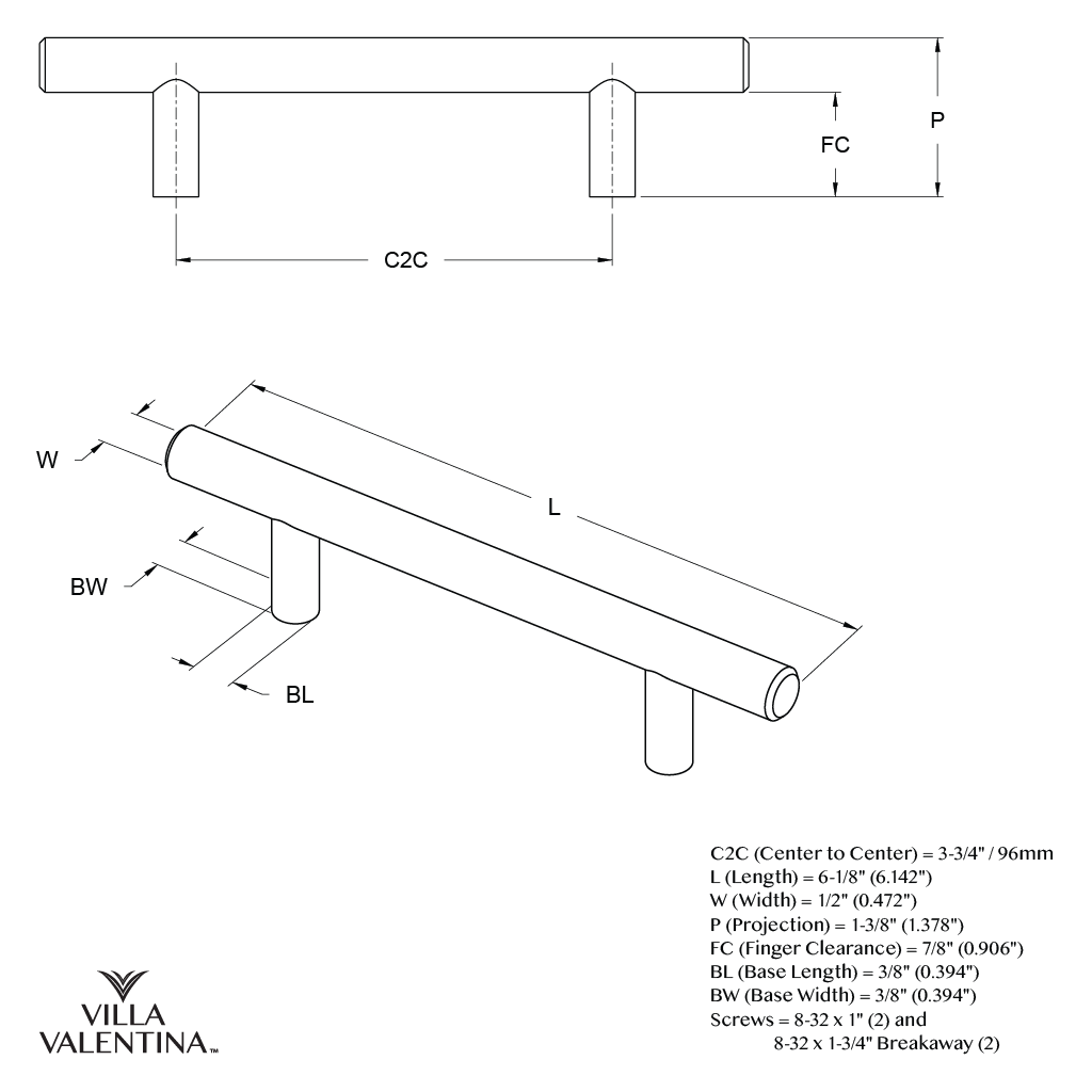 Villa Valentina VV1496CBZ Cabinet-Pulls - View #7