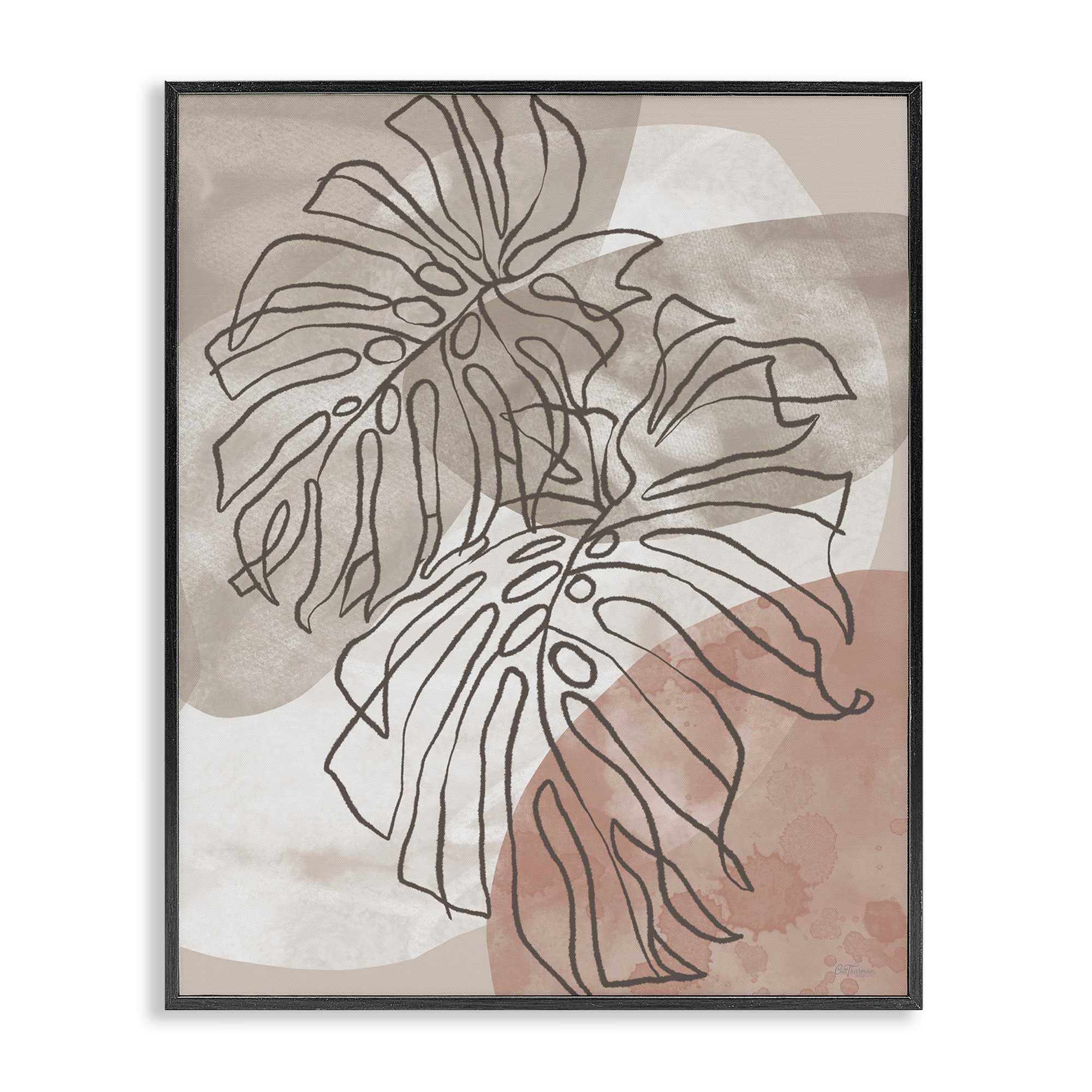 Stupell Industries BT-595-FR-11X14 Leaf Outlines in Earth Tones Black Framed Giclee Art By Cat Thurman Designs 11 x 14