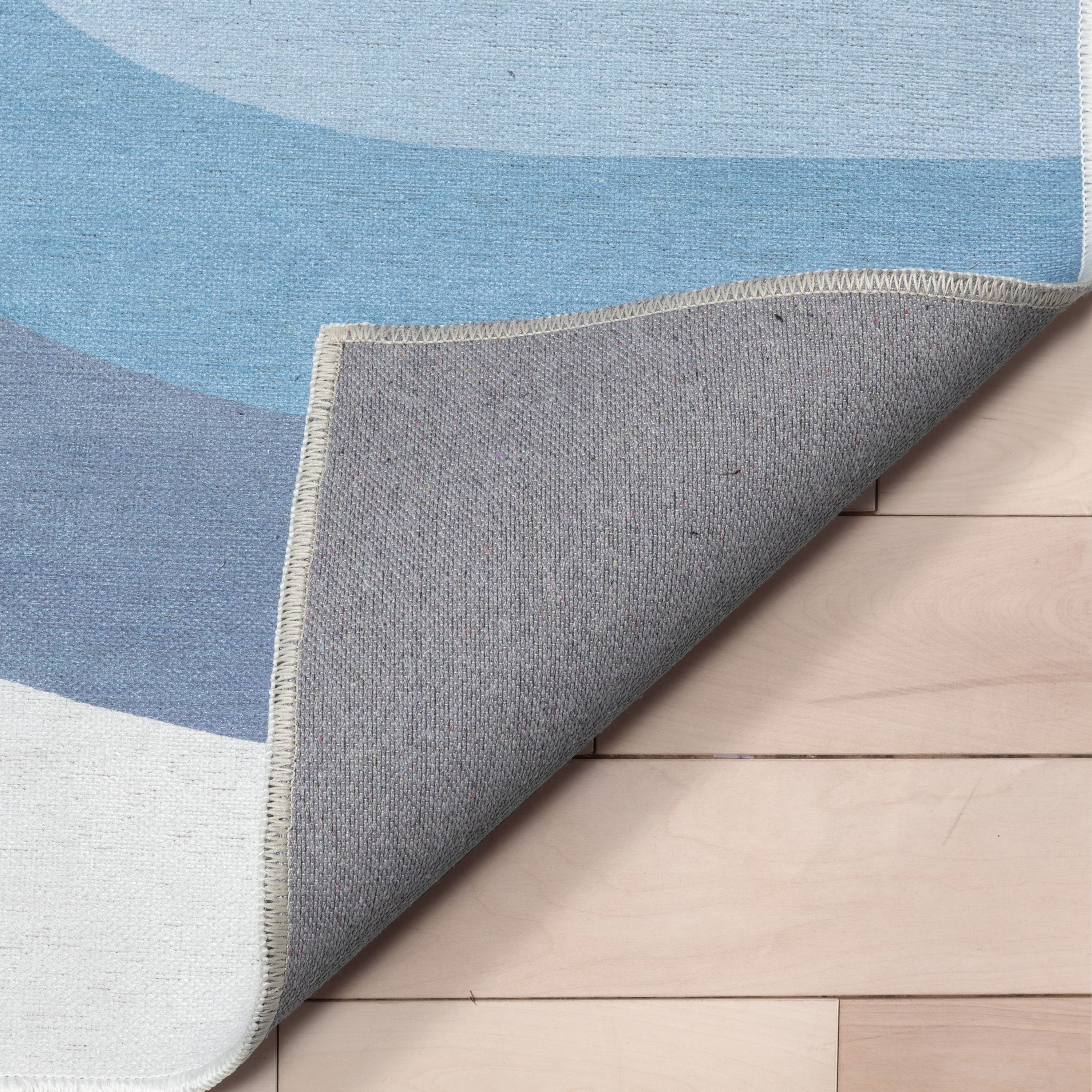 Blue Chenille Synthetic Flat Woven Kids Rug 5' x 7'