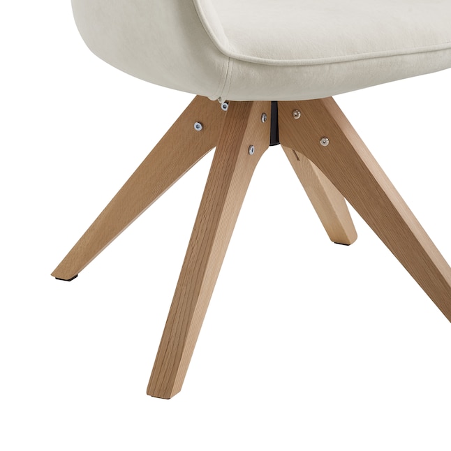 Art Leon Modern Off White Swivel Accent Desk Chair with Oak Wood