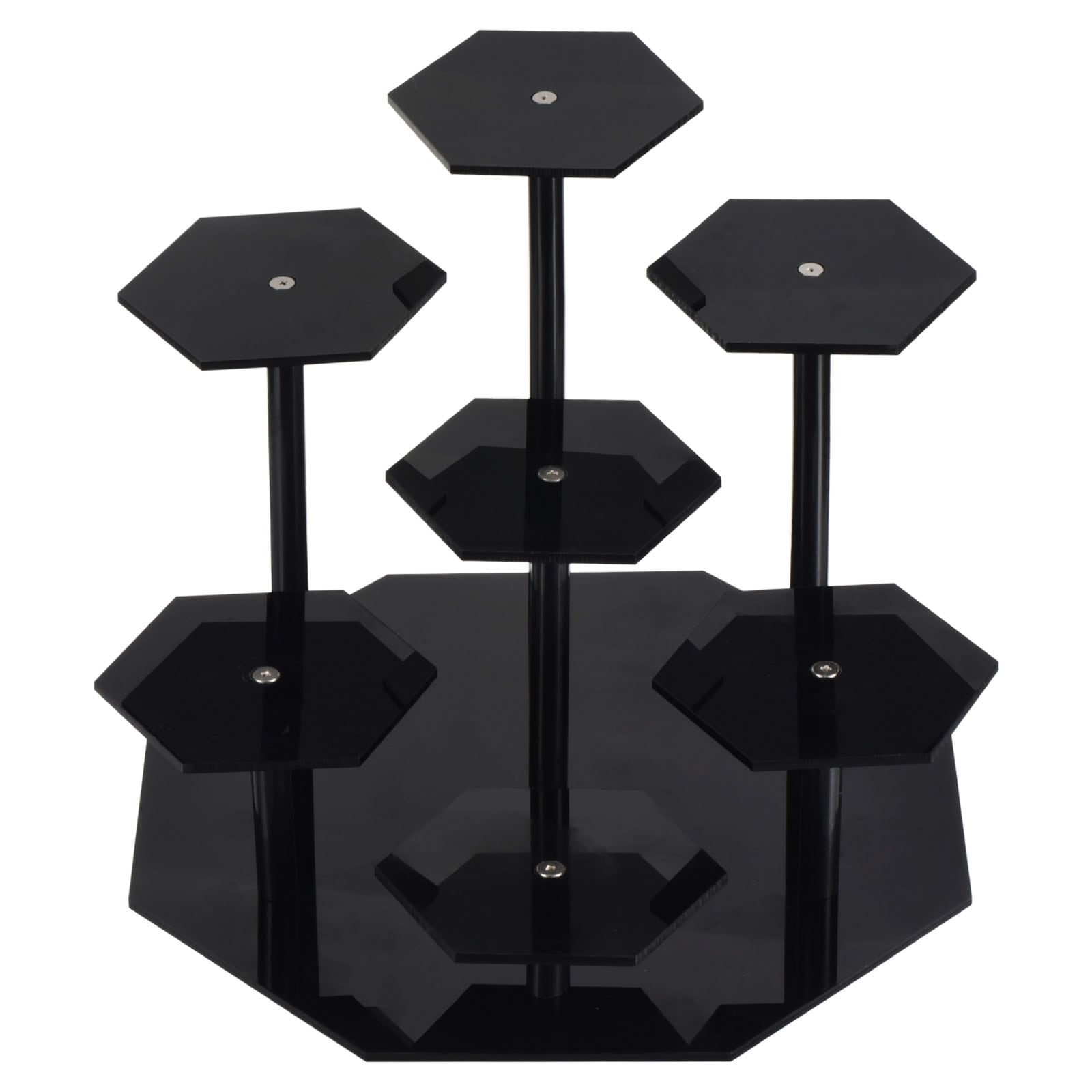 Unique Bargains Acrylic Display Stand For Figures 7-Tier Acrylic Display Risers For Collectibles Acrylic Cupcakes Stand Acrylic Showcase Stand for Pastry Candy Display Black