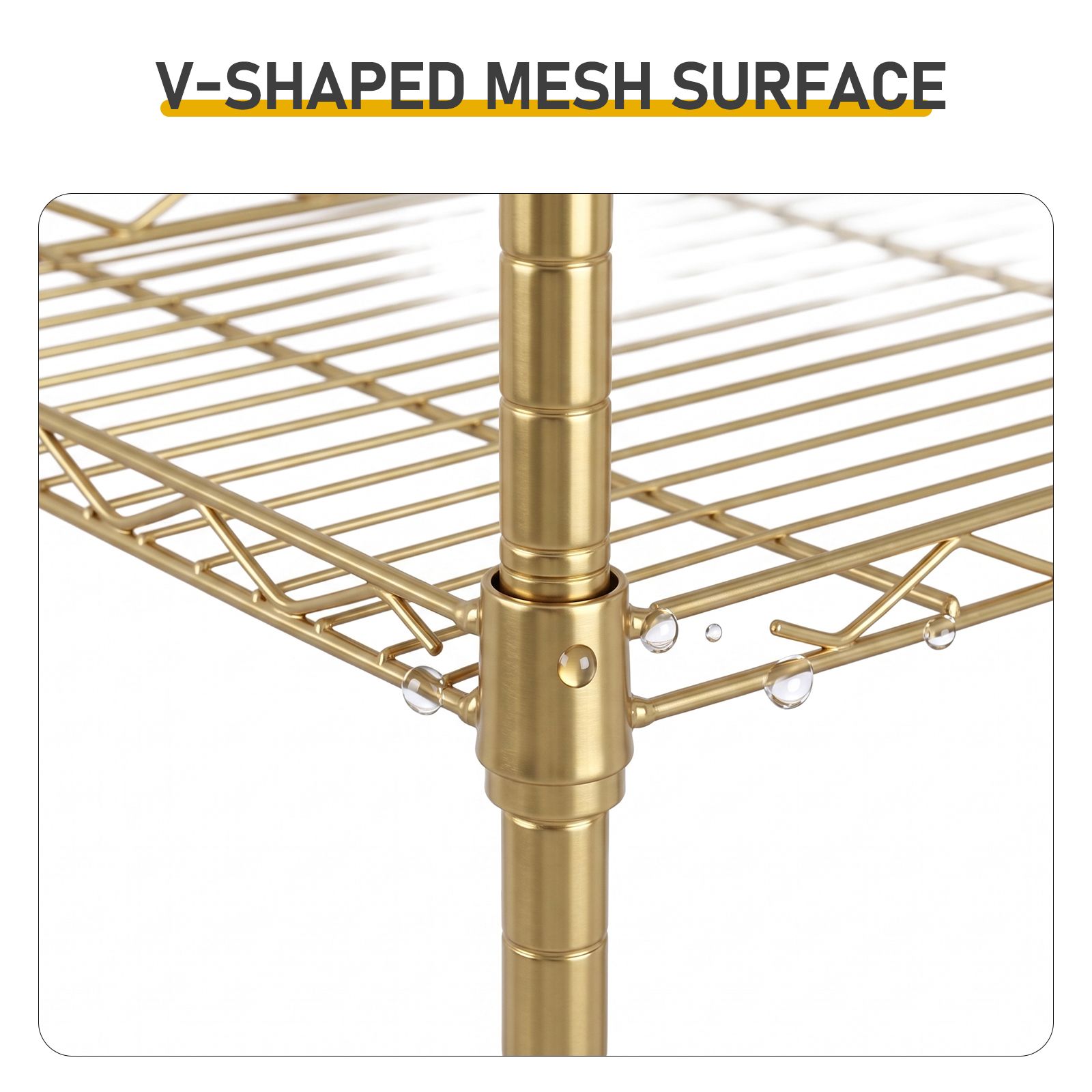 JUSHUA 5-Layer Iron Display Rack High-Gloss Gold Adjustable Shelf ...