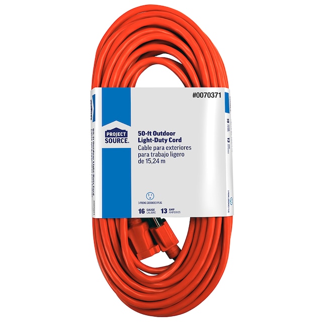 Project Source Light Duty 50-ft 16 / 3-Prong Outdoor Sjtw Light Duty  General Extension Cord in the Extension Cords department at