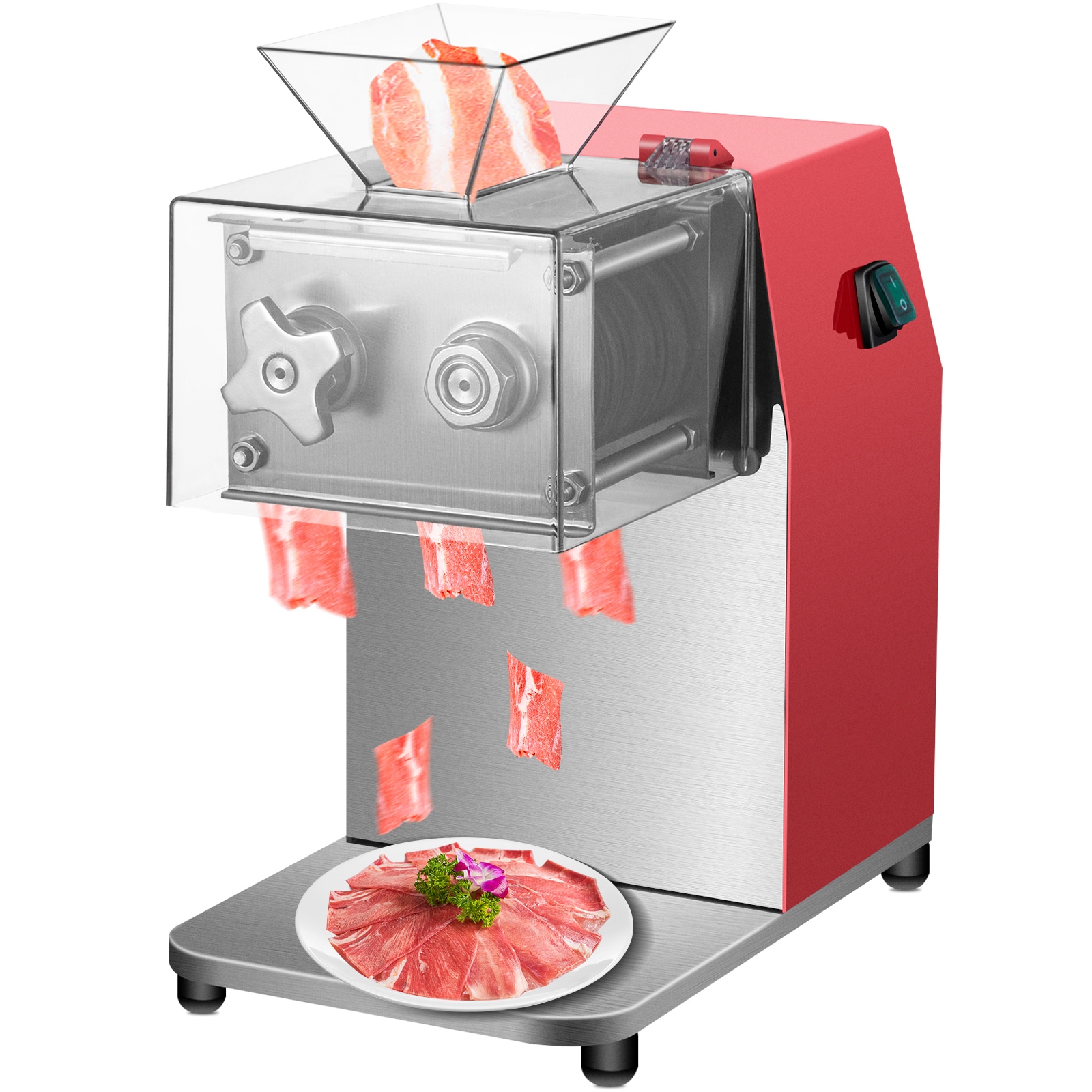 VEVOR SCXXJYQPJH3.01193V1 551 LBs/H Electric Meat Cutting 1440 -Speed Commercial/Residential Food slicer and Meat Slicer with Thickness Control ( Red )
