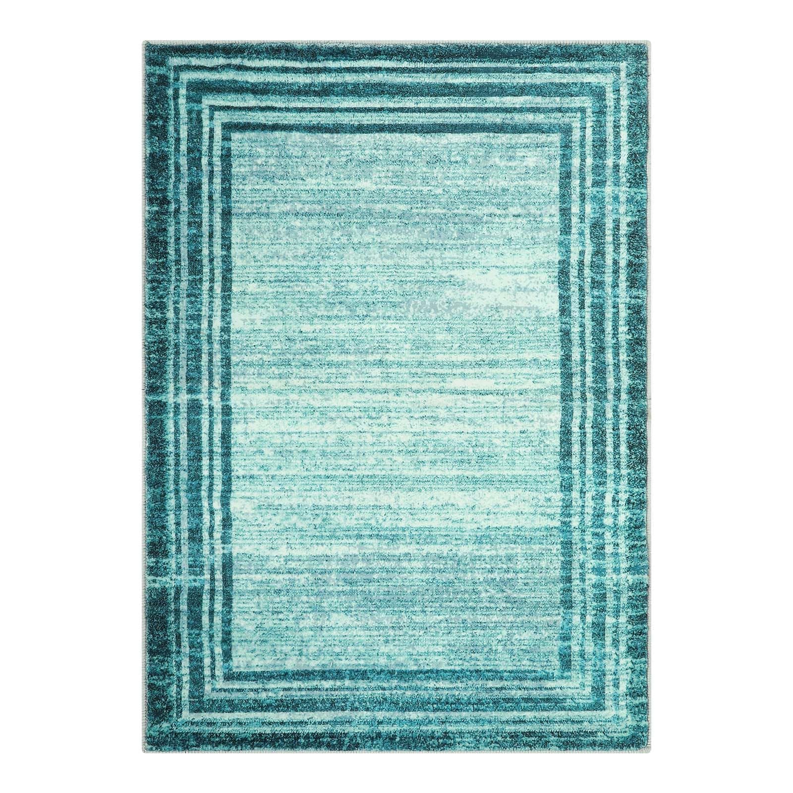 Lahome AR-DYR-066-G1 5 x 7 (ft) Dark Green Loop Border Gradient Style Short Pile Velvet Rectangular Indoor Area Rug