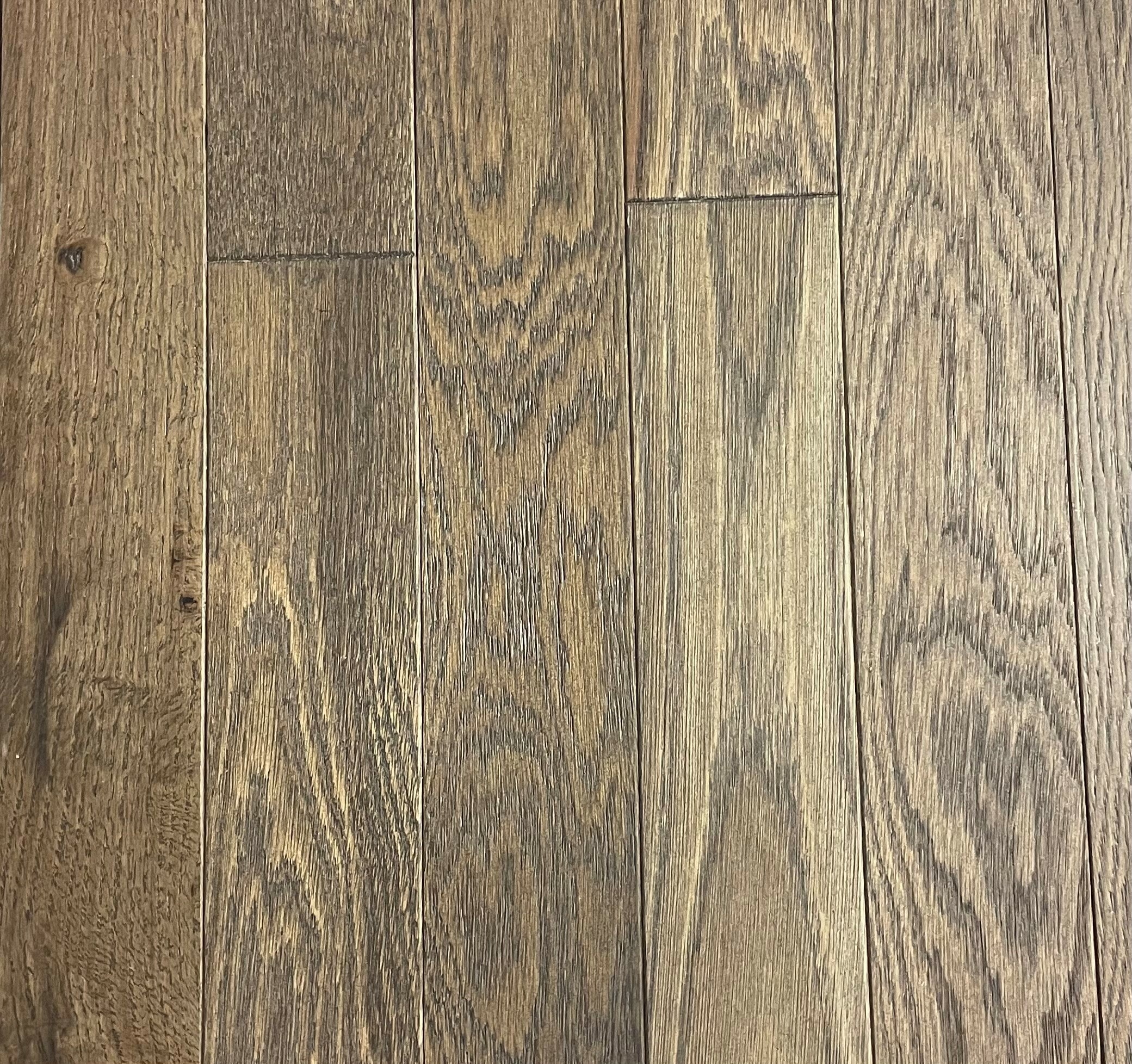 Beasley ORO-CARB3 Graphite Red oak 3-1/4-in W x 3/4-in T x Varying Length Wirebrushed Solid Hardwood Flooring ( 27-sq ft / Carton )