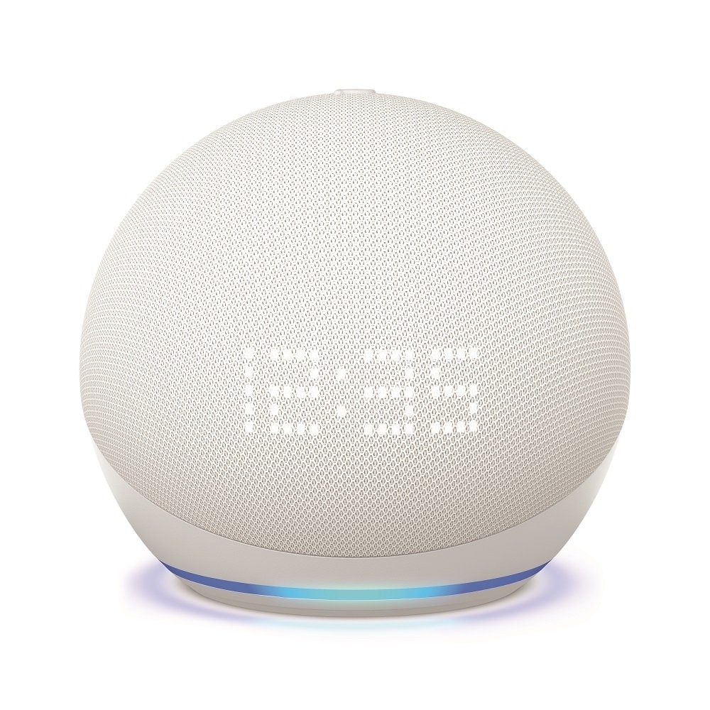 Echo Dot (5th Gen, 2022 Release) Smart Speaker with Clock and Alexa  - Glacier White in the Smart Speakers & Displays department at