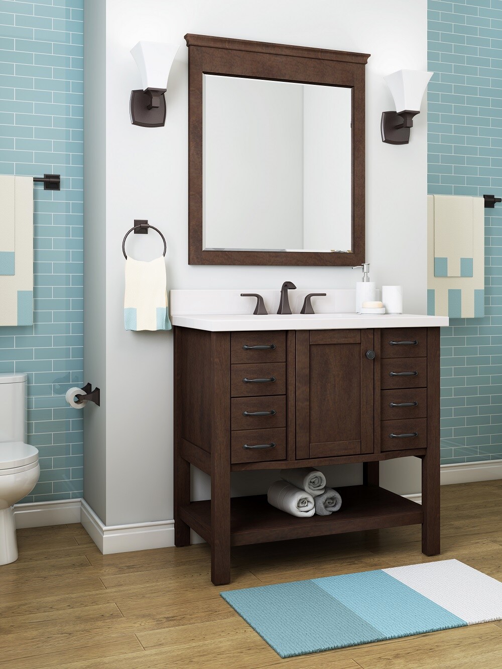 allen + roth Kingscote 36-in Espresso Undermount Single Sink Bathroom  Vanity with White Engineered Stone Top in the Bathroom Vanities with Tops  department at