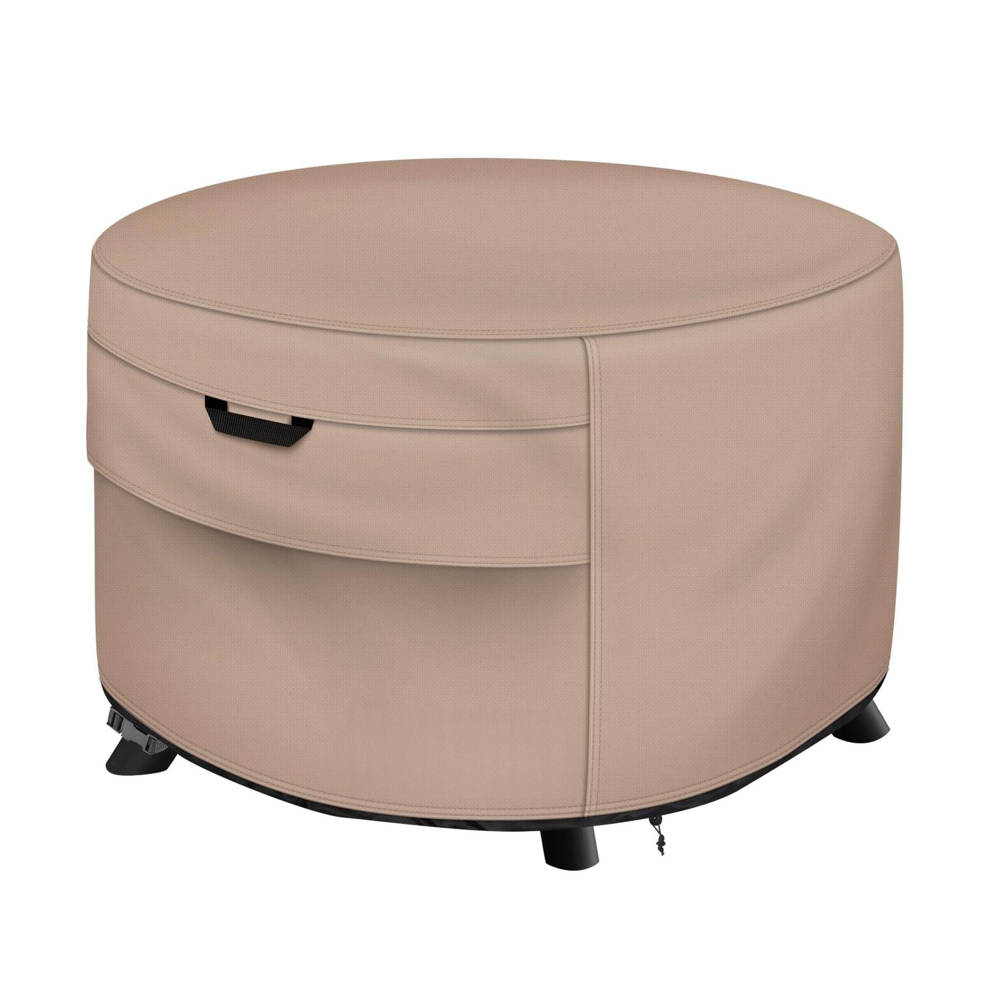 Wudkey 1 Pack Brown 50 in  Dia Round 600D Waterproof Fire Pit Table Cover for Outdoor Patio Firepit