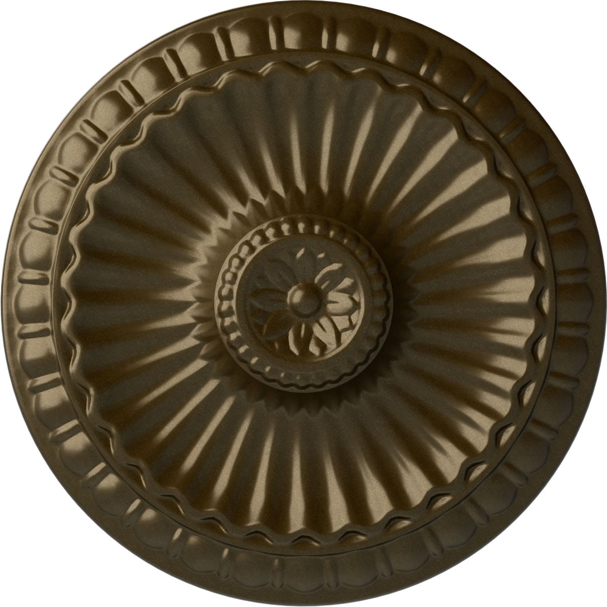 Ekena Millwork CM11LIBRS Linus 11.25-in W x 11.25-in L Painted Brass Polyurethane Whole Ceiling Medallion