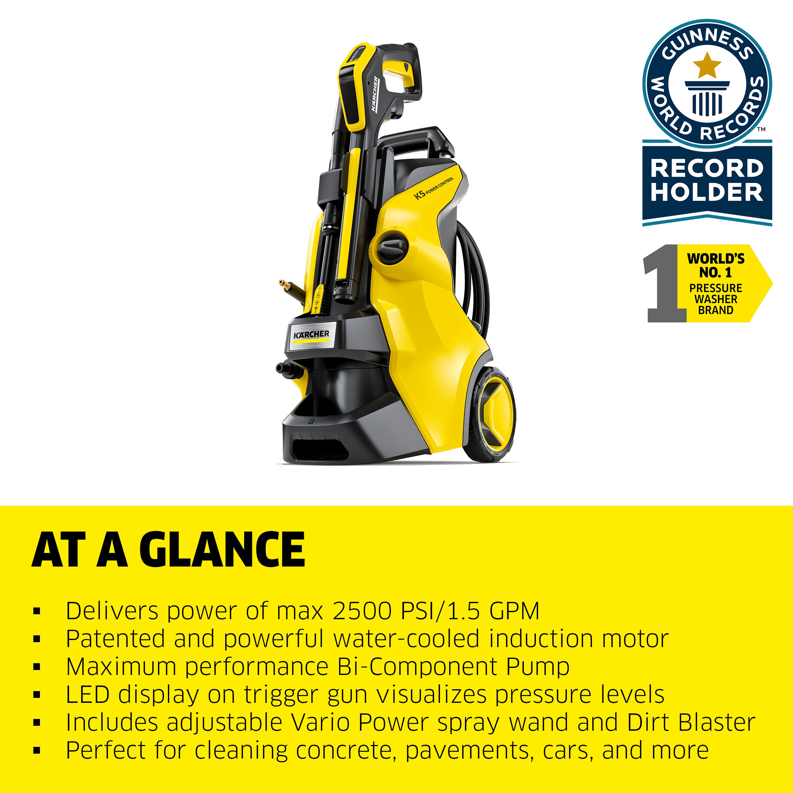 Karcher K 5 Power Control 2500 PSI 1.55-GPMs Cold Water Electric Pressure Washer with 4 Spray Tips 1.324-568.0 Sansujyuku sansujyuku.com