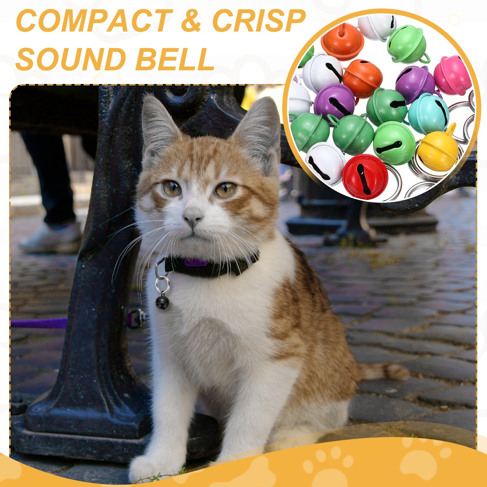 Unique Bargains 20Set Cat Bells Small Pets Copper Bells Collars