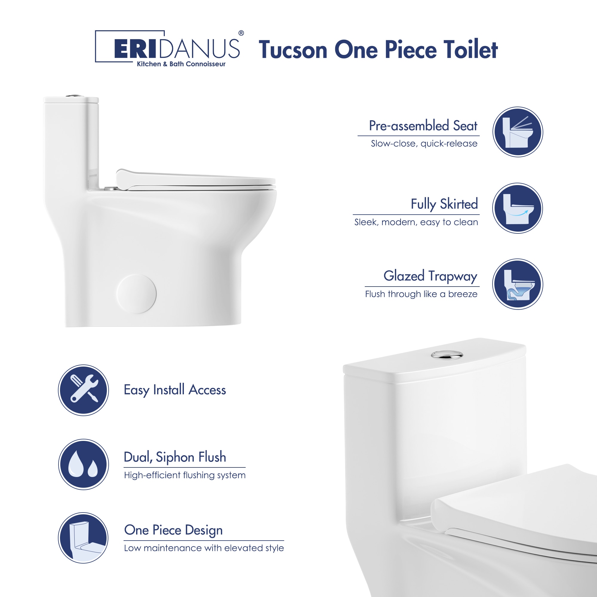 Modern 1 Piece Flush Toilet Seat Included Urine Toilet for