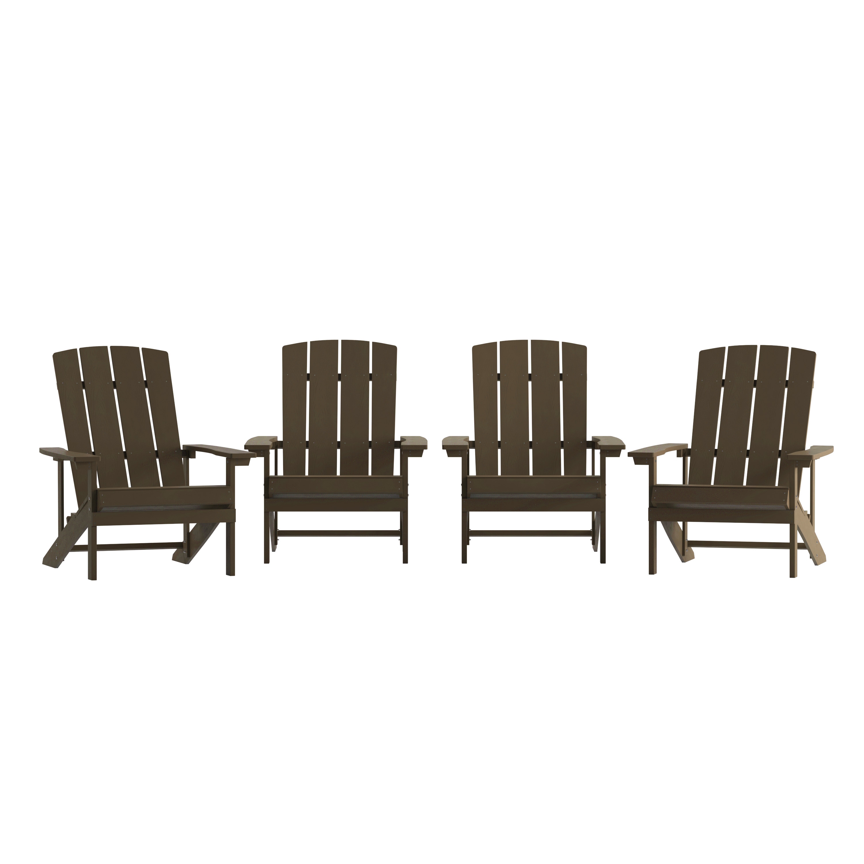 Taylor & Logan 196861113079 Bayfield Set of 4 Brown Resin Frame Stationary Adirondack Chair with Slat Seat