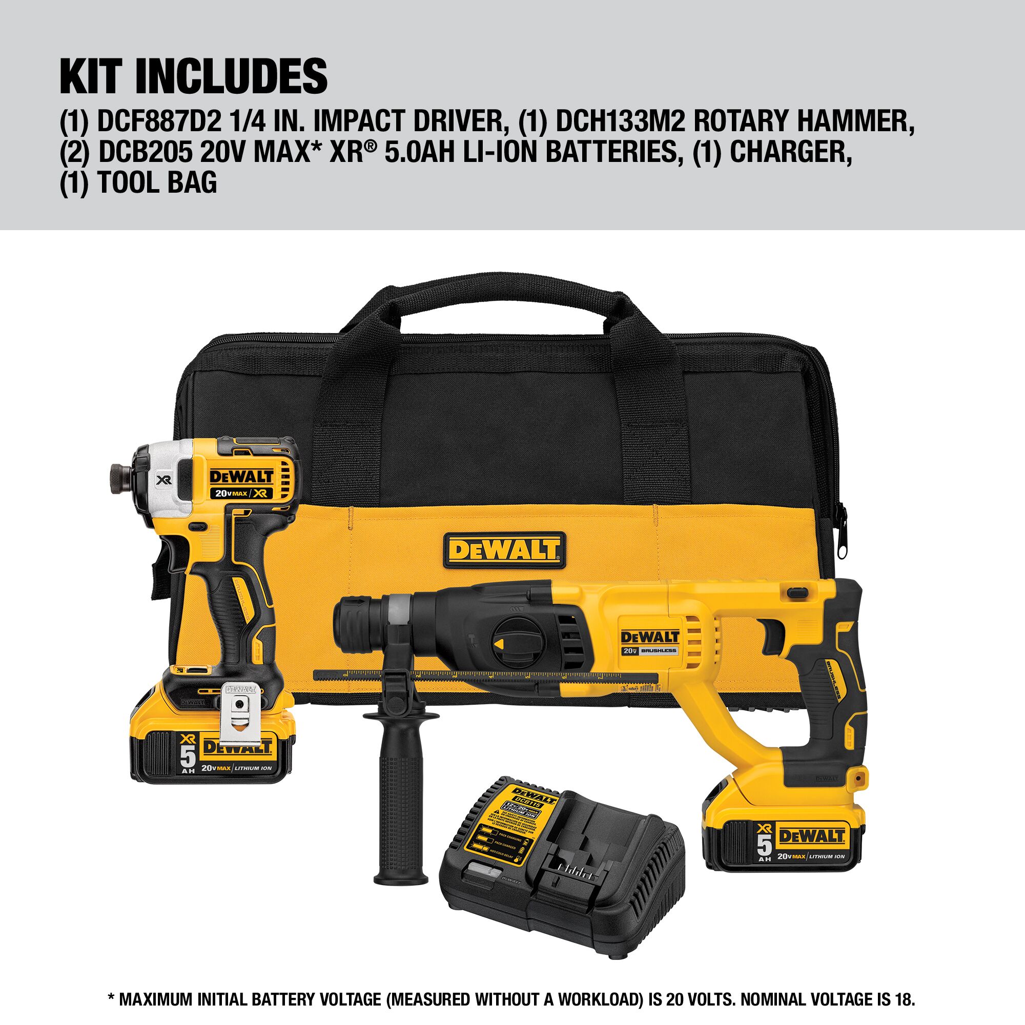 DEWALT XR 20-volt Max 1-in Sds-plus Variable Speed Cordless Rotary Hammer  Drill (2-Batteries Included) in the Rotary Hammer Drills department at 