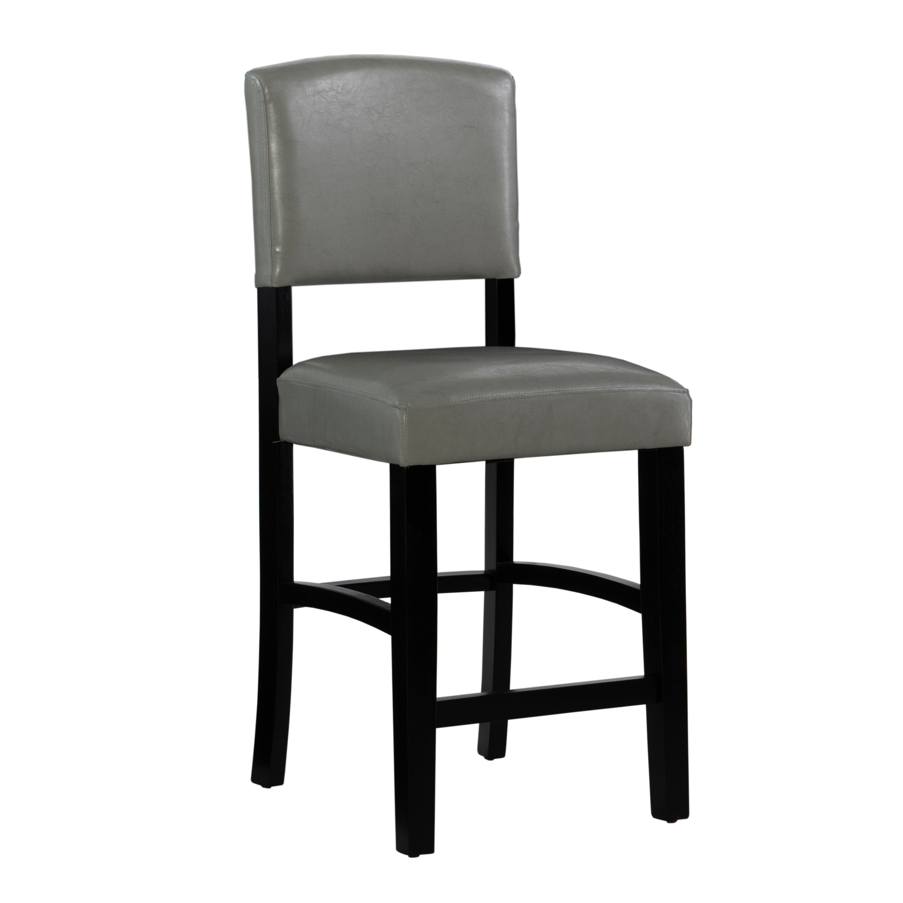 Dove Gray Faux Leather Counter Stool with Black Wood Frame
