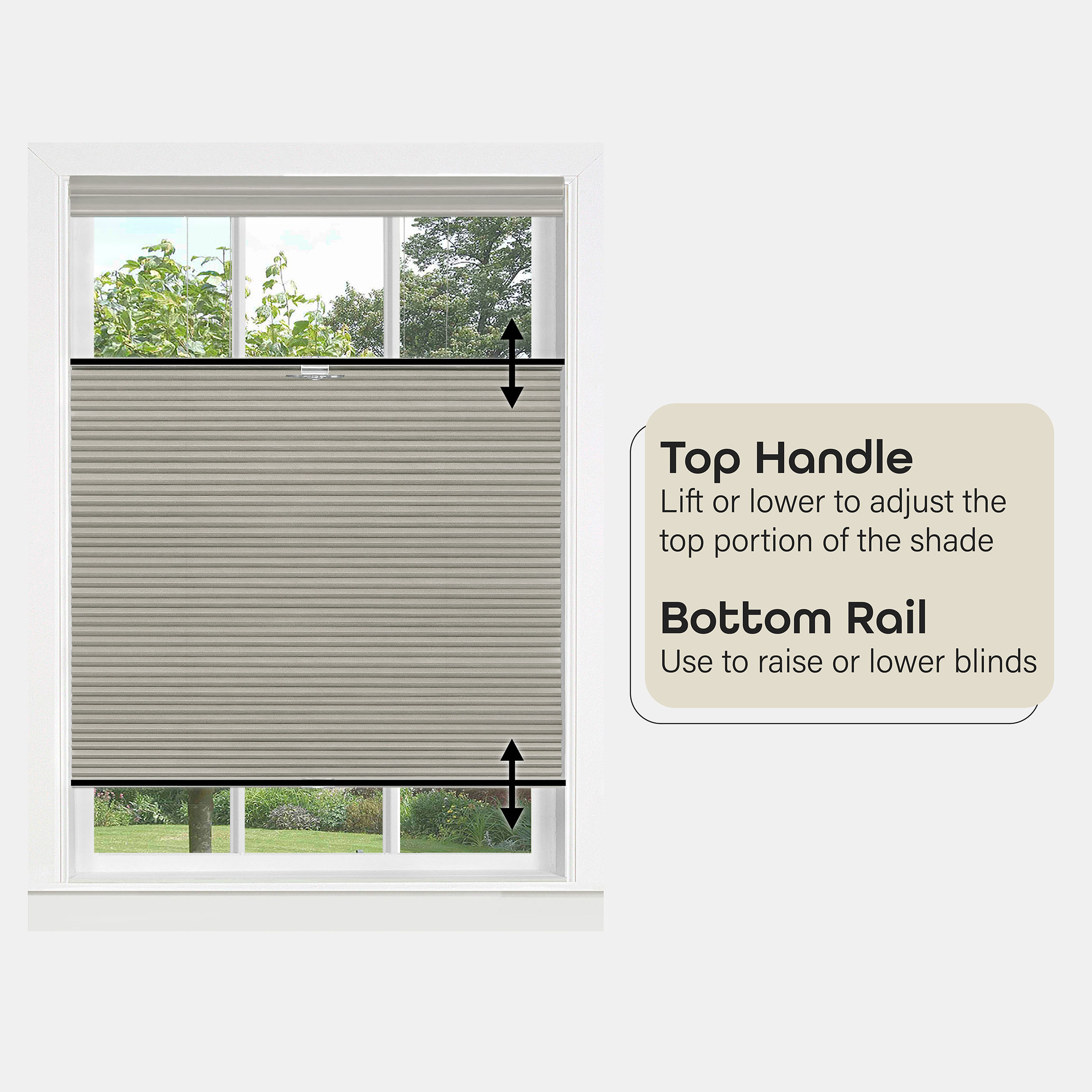 Achim 31 x 64 in. Top Down-Bottom Up Cordless Honeycomb Cellular Shade, Dove Grey