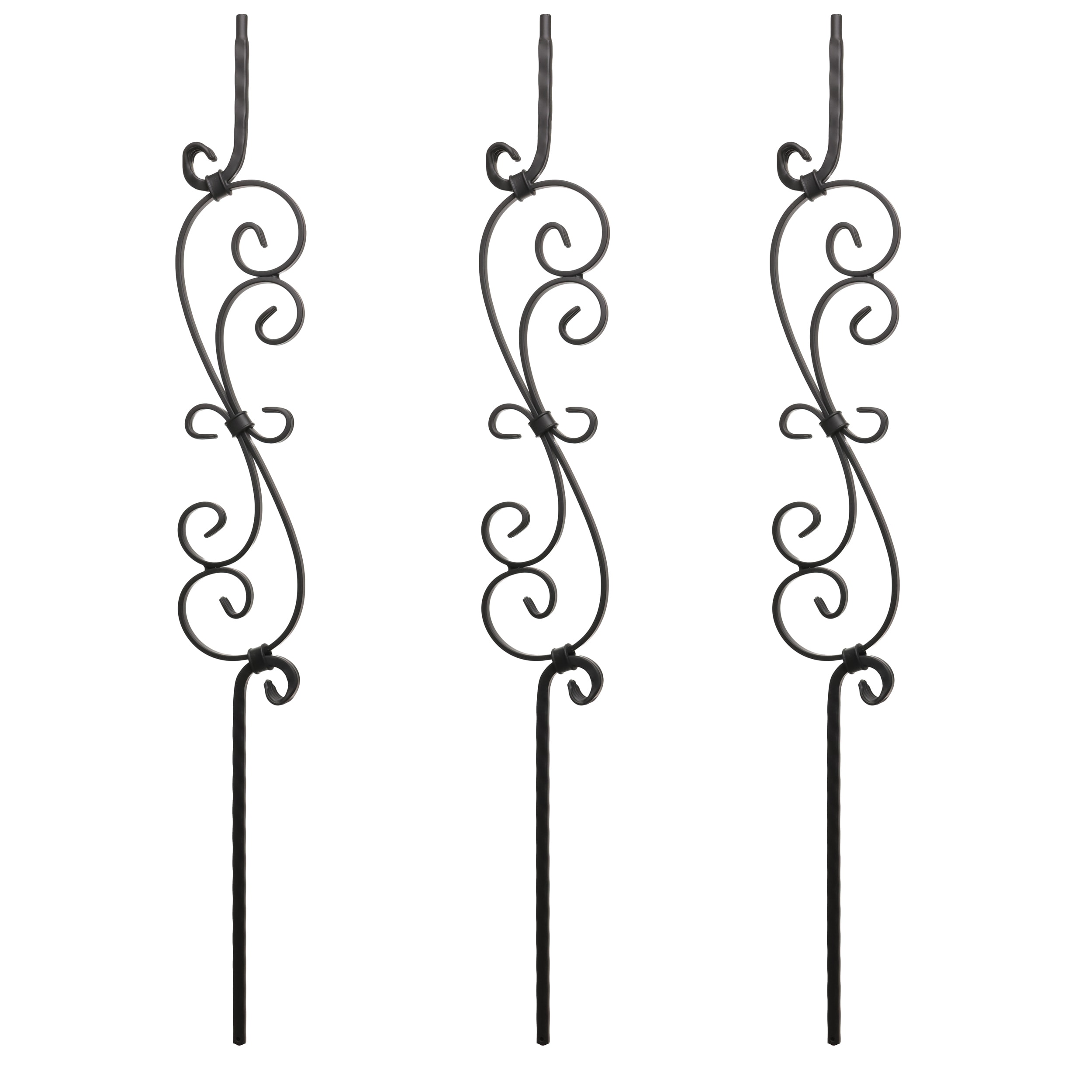 RELIABILT WGT36SB 43-in x 0.5-in Satin Black Wrought Iron Scroll Stair Baluster (3-Pack)