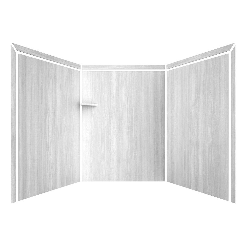 FlexStone SSK60607831SS Adaptable 60-in W x 60-in D x 80-in H Silver Strata 3.0 -Piece Glue Up Alcove Shower wall surround