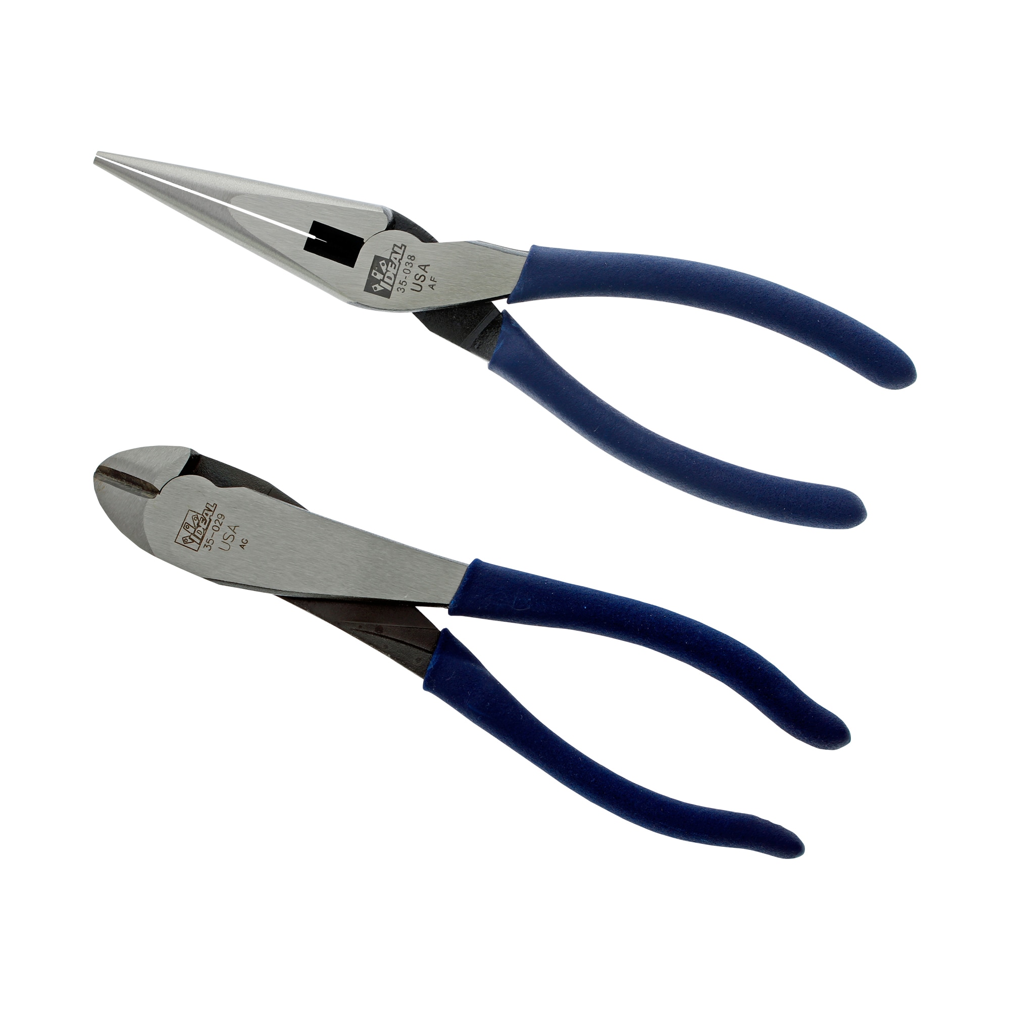 IDEAL High-Leverage Angled Head Electrical Diagonal Cutting Pliers with 8.5-in Electrical Long Nose Pliers with Wire Cutter