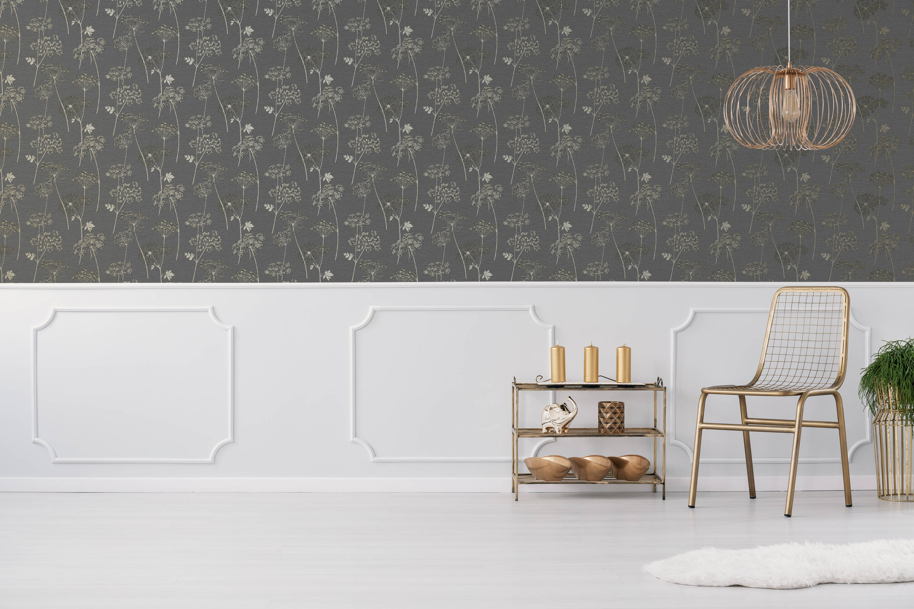 Superfresco Easy Prestige 8-in Charcoal Vinyl Textured Floral 0.6-sq ft ...