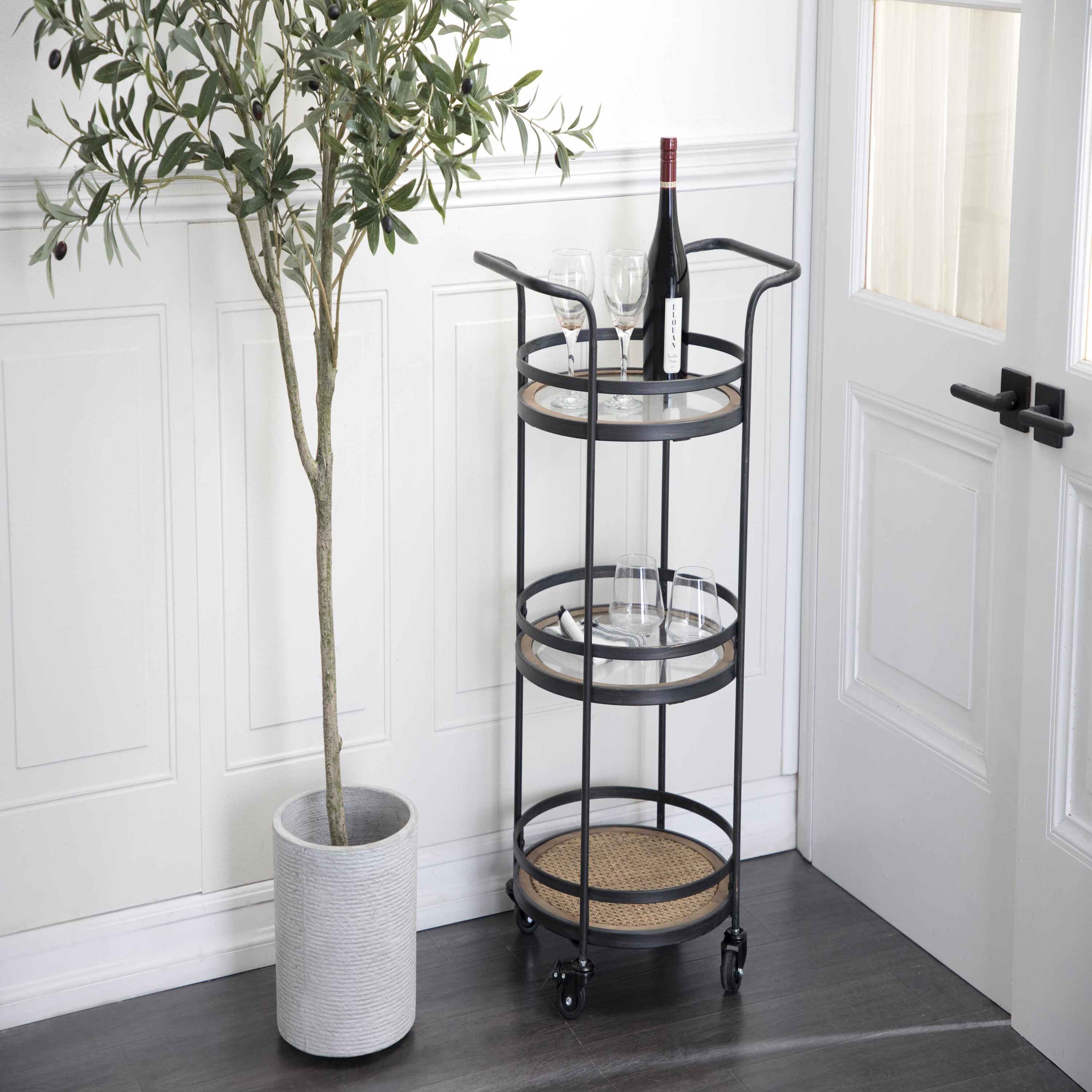 Grayson Lane 39743 21.13-in x 35-in Brown Round Bar cart