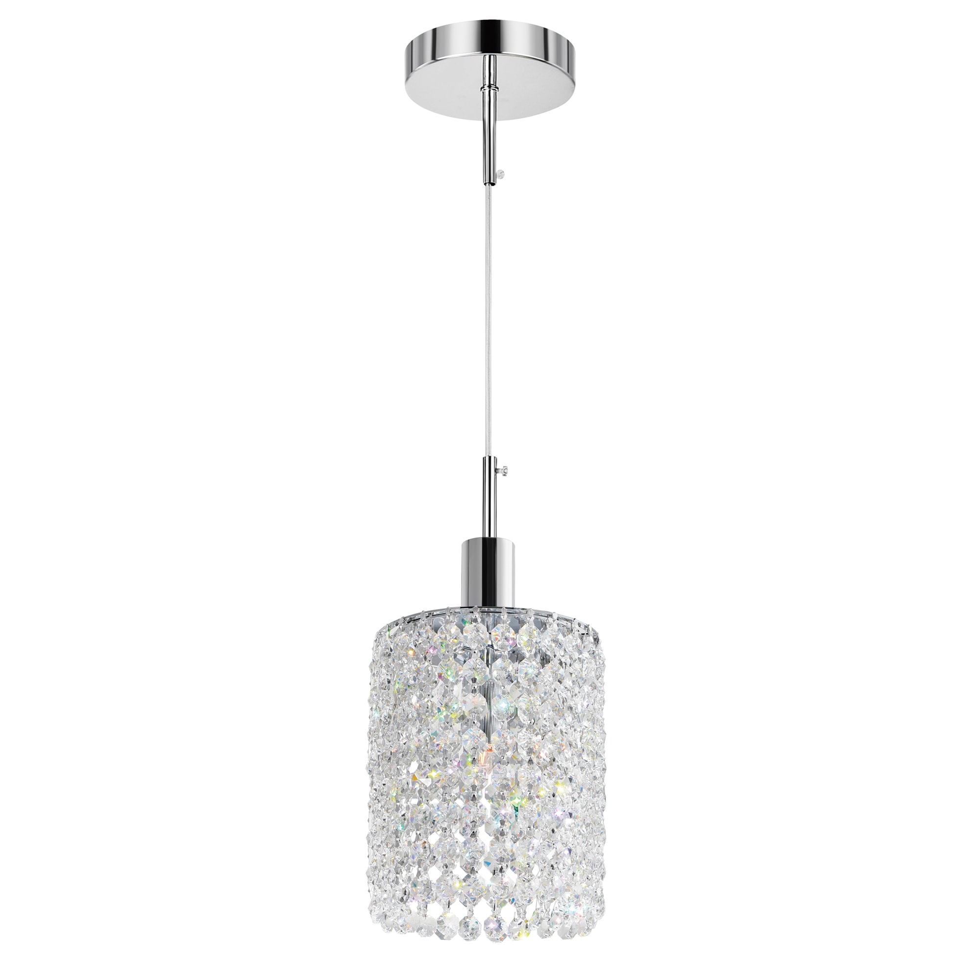 CWI Lighting 4281P-R-R-C-CRYSTAL Glitz Chrome Traditional Geometric Mini Hanging Pendant light