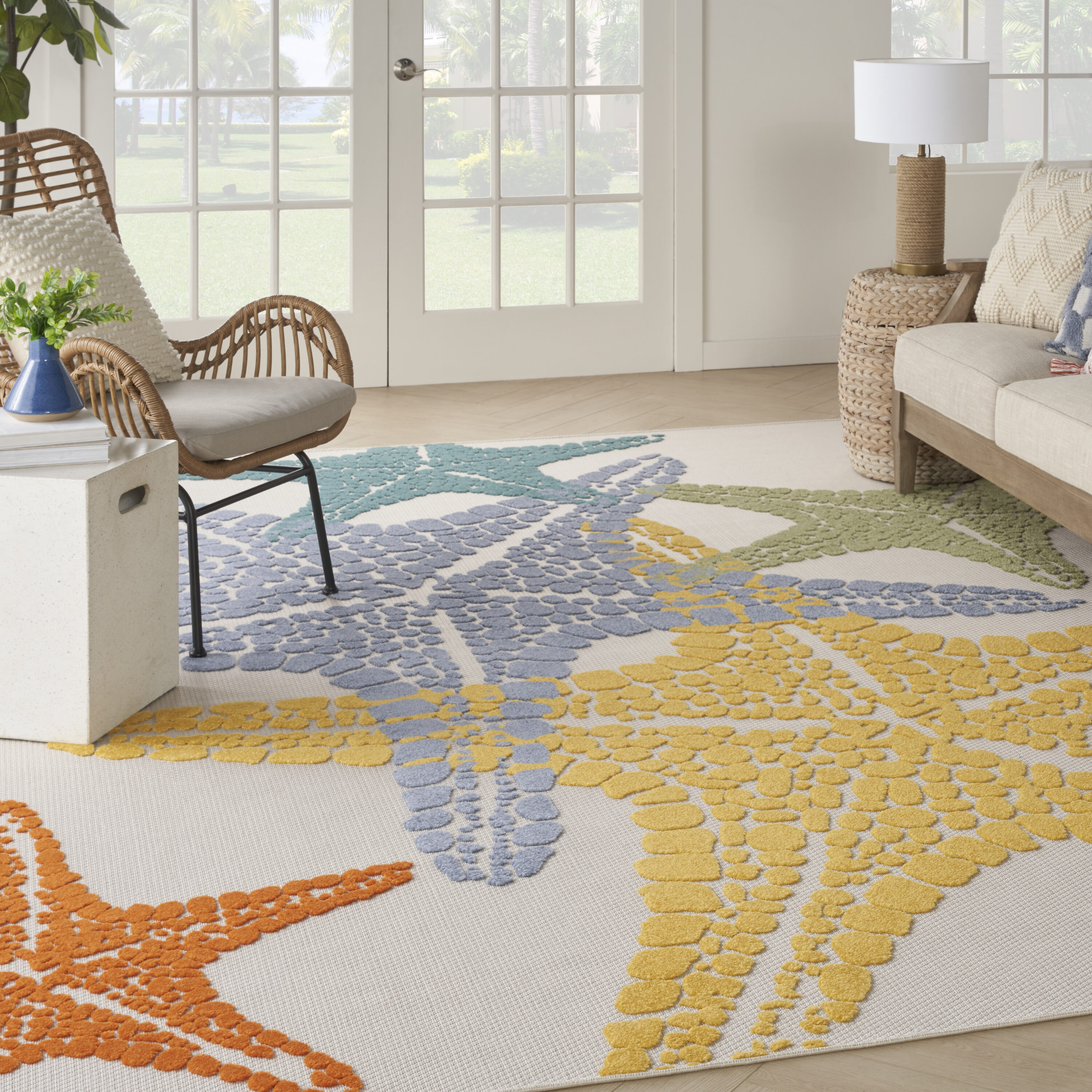 Nourison 099446136213 Aloha 9 x 12 (ft) Loomed Polypropylene Multicolor Rectangular Indoor/Outdoor Animal print Coastal Area rug