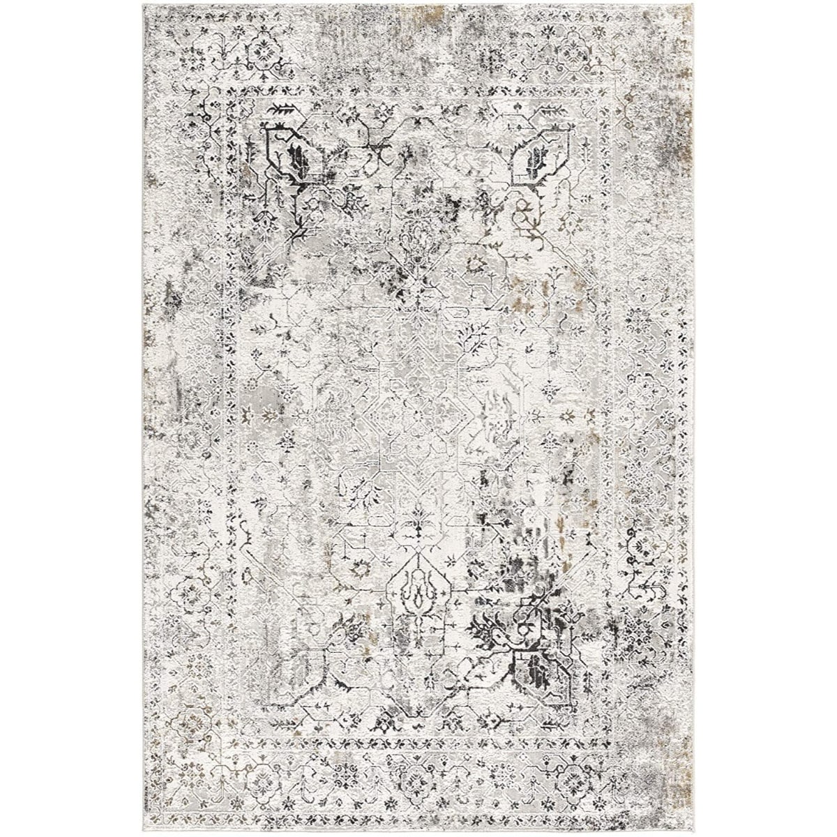 HomeRoots 4000391806 5 x 8 (ft) Polyester Beige Rectangular Indoor Medallion Area rug