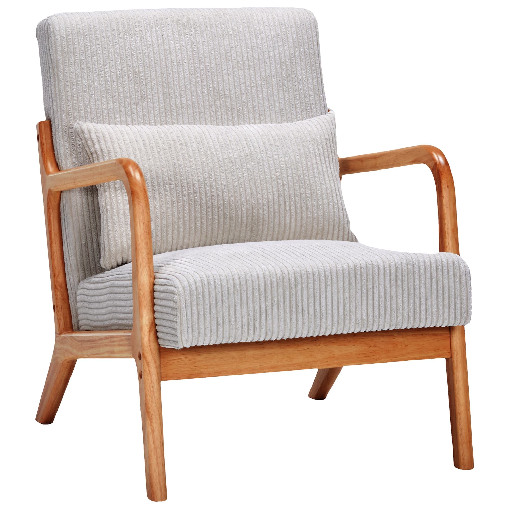 Ama Pear - Mid Century Modern Accent Chair with Pillow Upholstered Reading Chair Solid Wood Frame...