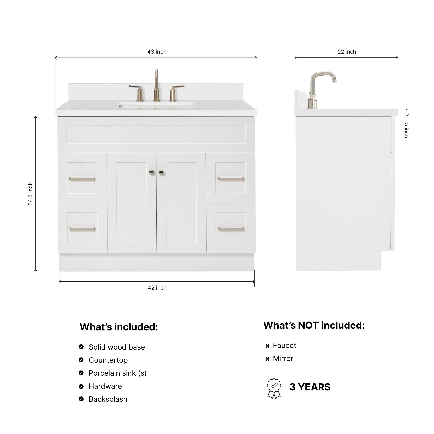 ARIEL F043SWQRVOWHT Bath-Vanity-Combo - View #3