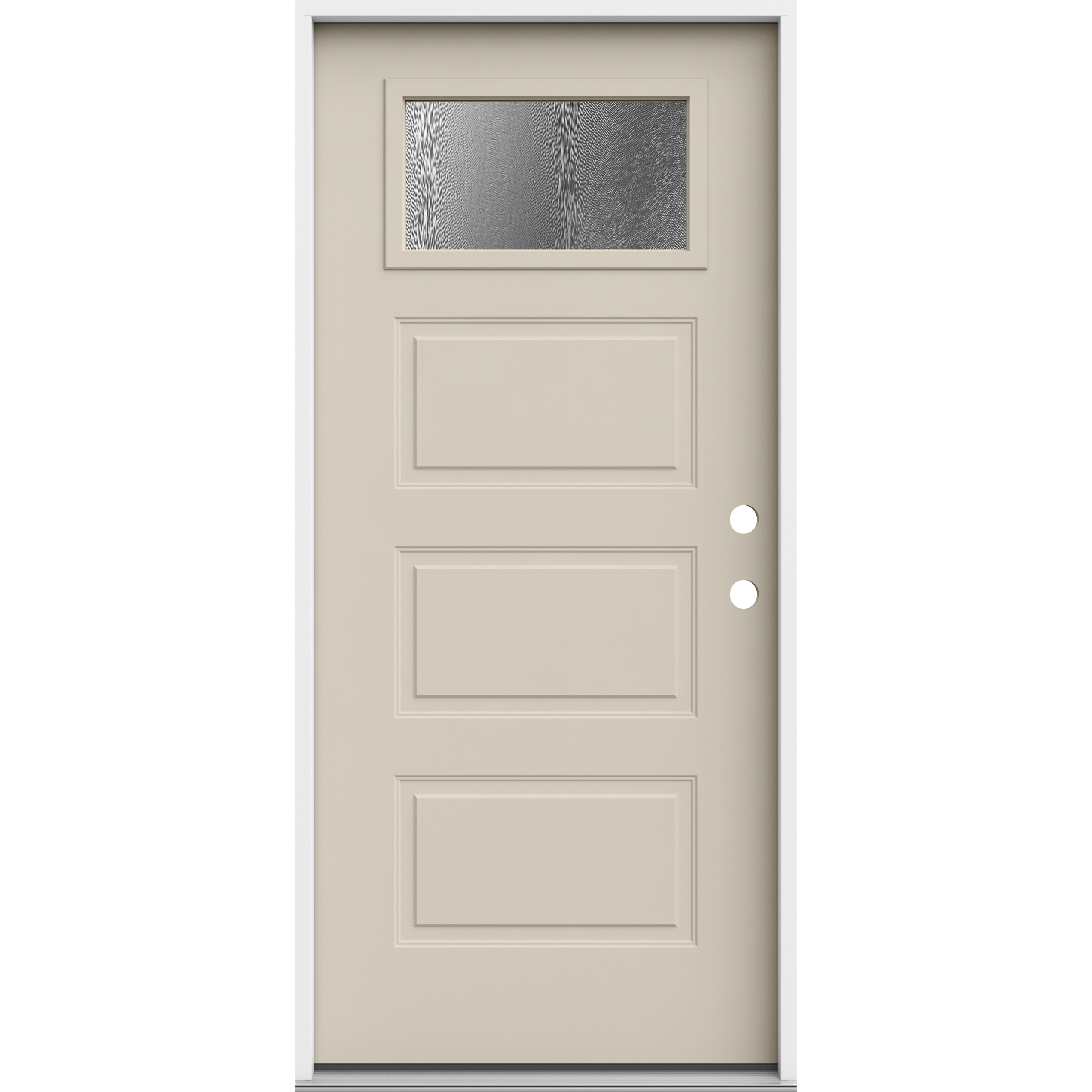 JELD-WEN LOWOLJW250300013 36-in x 80-in x 4-9/16-in Steel 1/4 lite Left-hand inswing Primed Prehung Front Door Insulating core