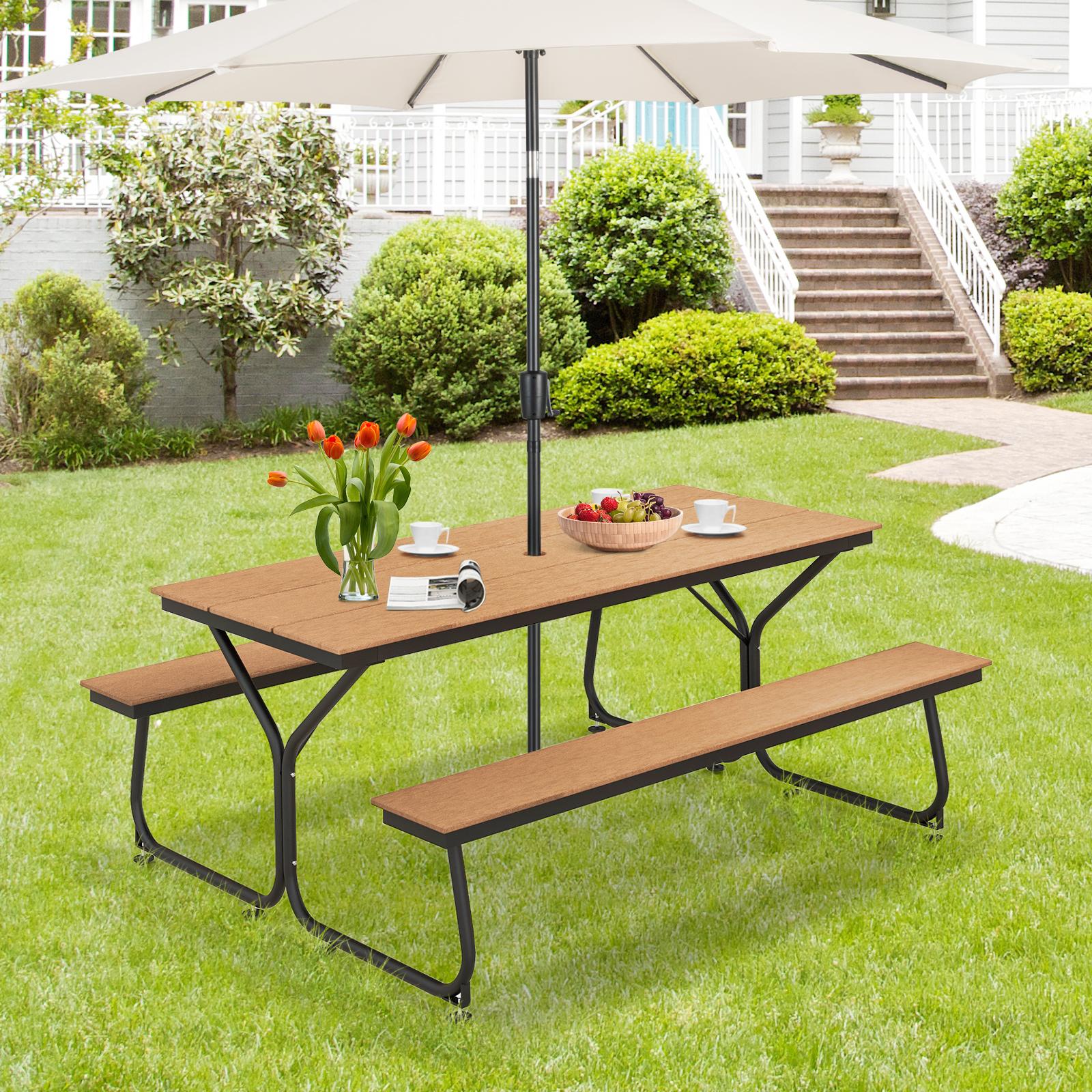 DuraTrel 72-in WhiteRectangle Picnic Table