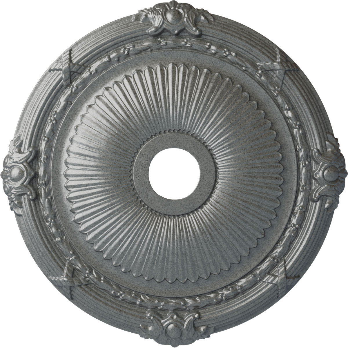 Ekena Millwork CM27HEPLS Heaton 27.5-in W x 27.5-in L Painted Platinum Polyurethane Whole Ceiling Medallion
