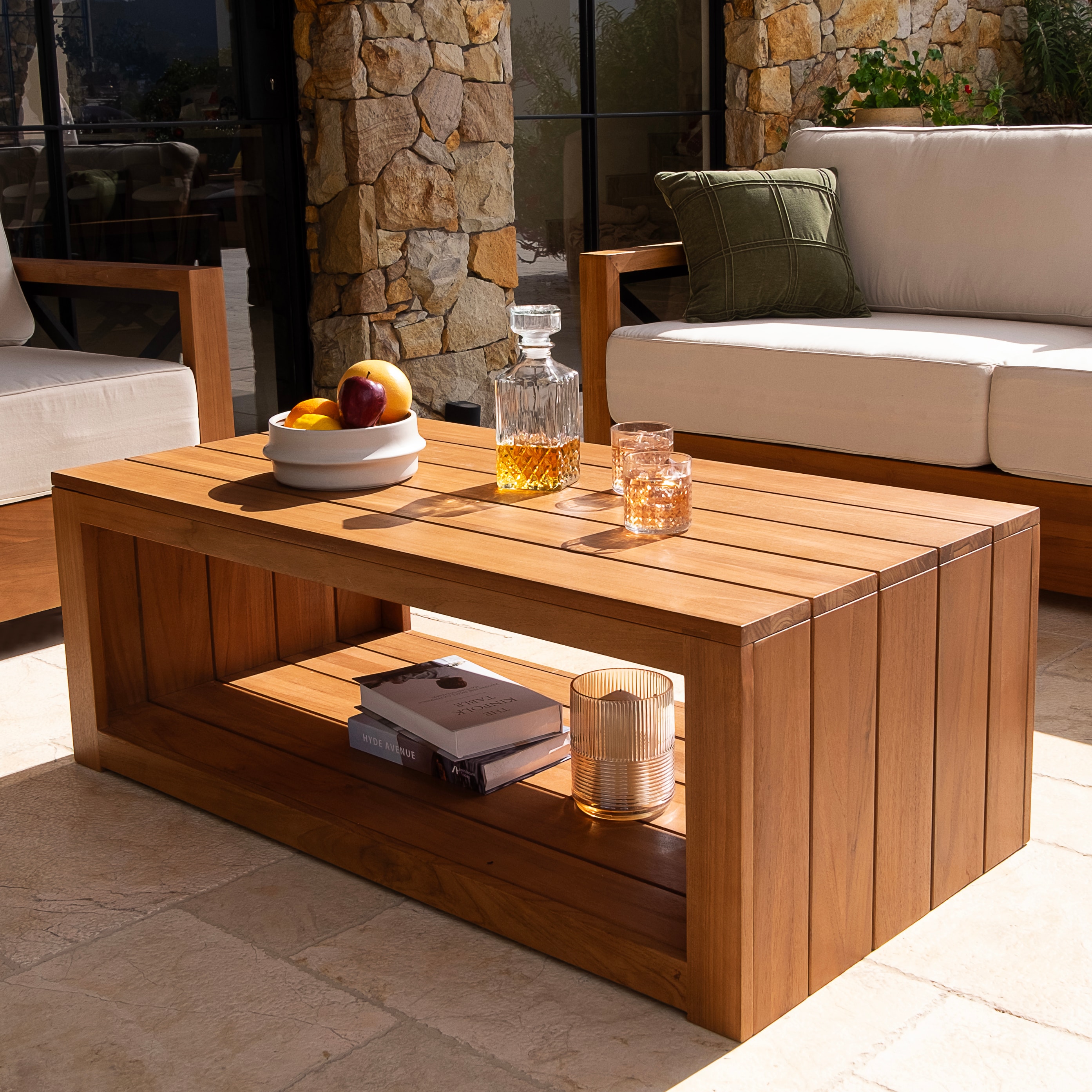 Cambridge Casual - Luma Rectangle Outdoor Coffee Table 24.5-in W x 47-in L with Umbrella Hole