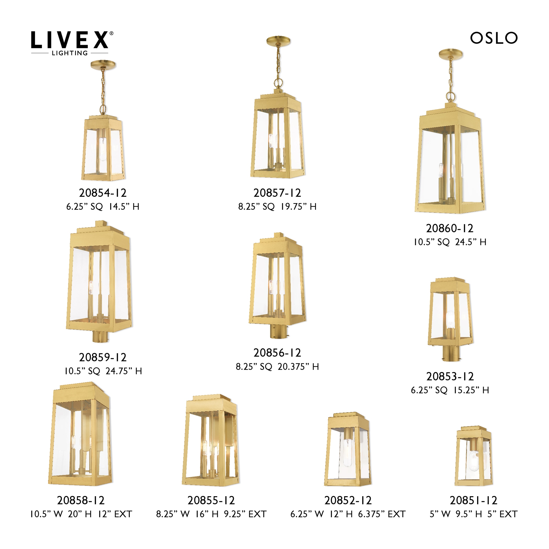 Satin Brass 3-Light Industrial Pendant Lantern with Clear Glass
