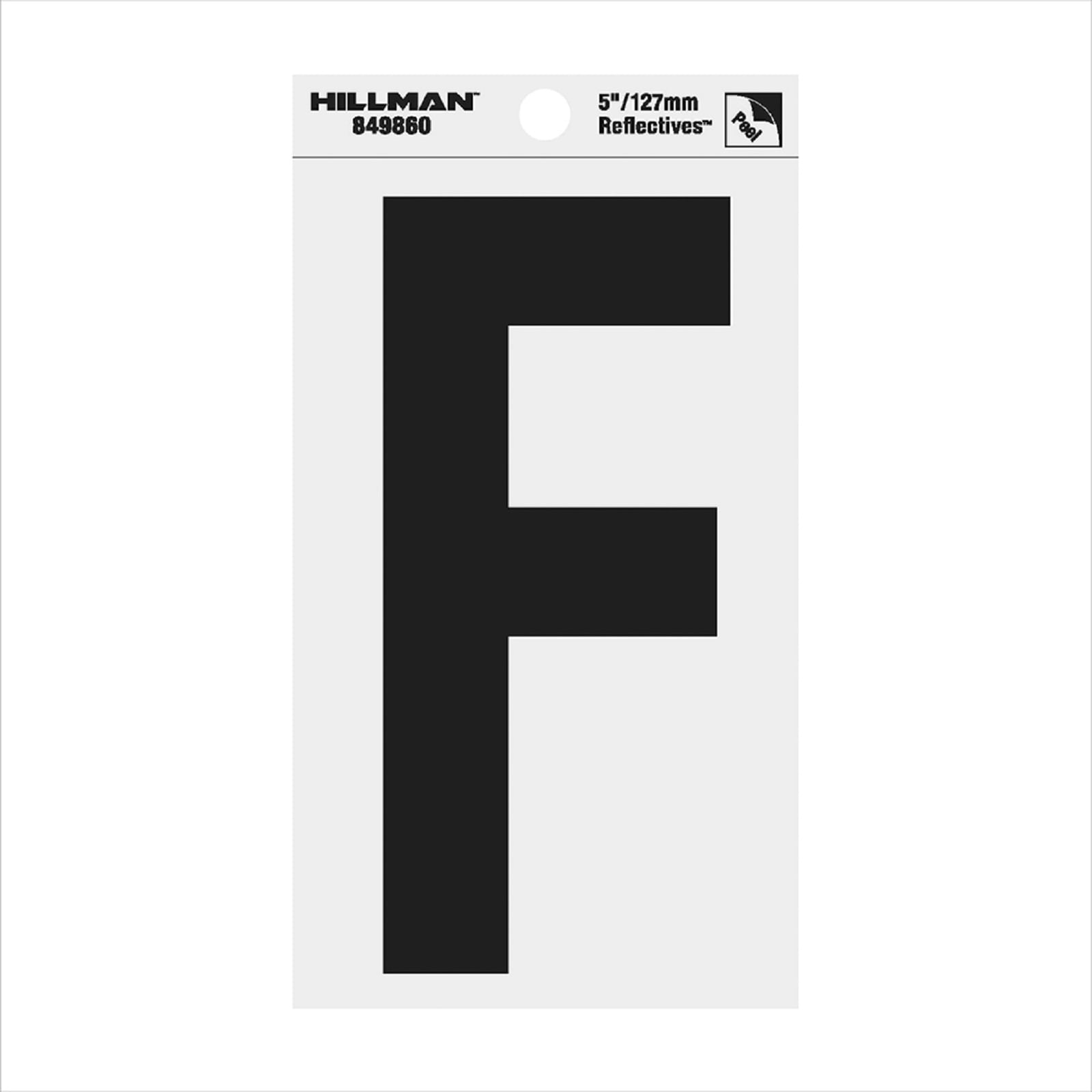 Hillman 849860 5-in Reflective Black Letter F