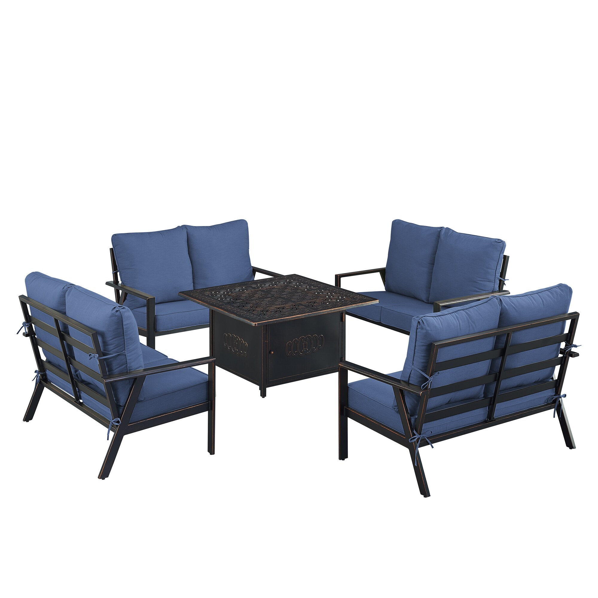 Oakland Living LUX4LSRONINBLCUA Patio-Conversation-Sets - View #4
