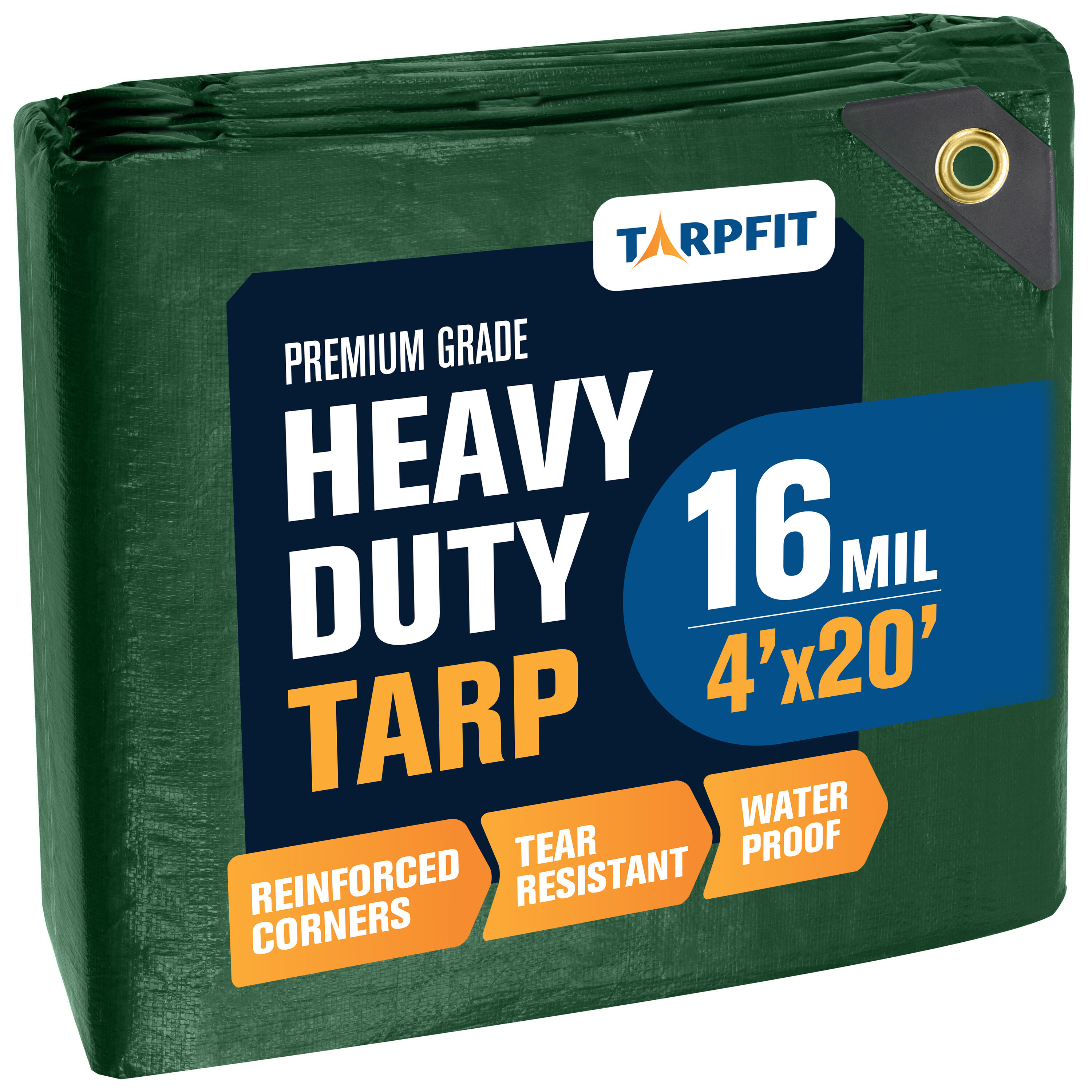 TARPFIT T16F-HG420 4-ft x 20-ft Green Waterproof Commercial Polyethylene 16-mil Tarp