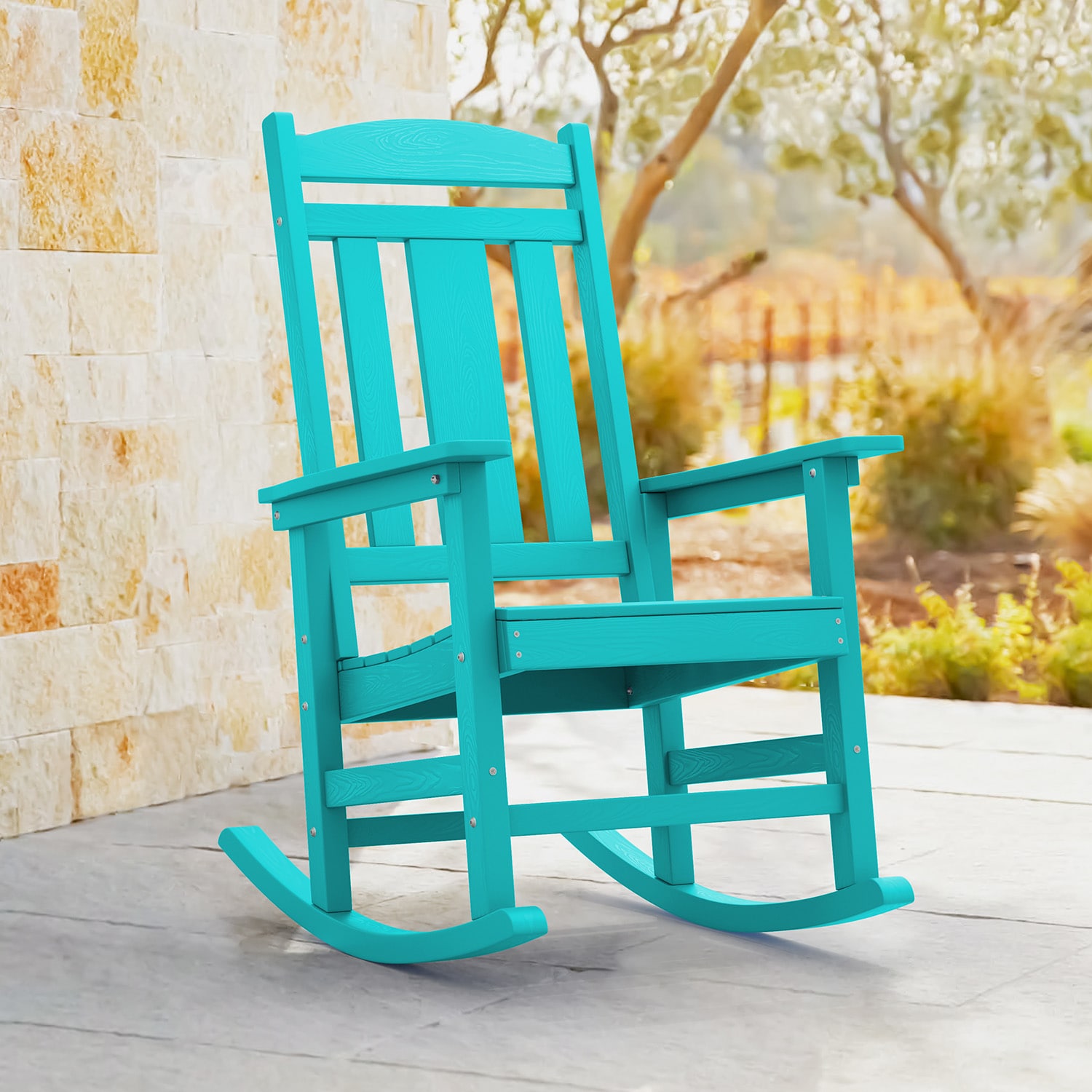 Light blue rocking outlet chair