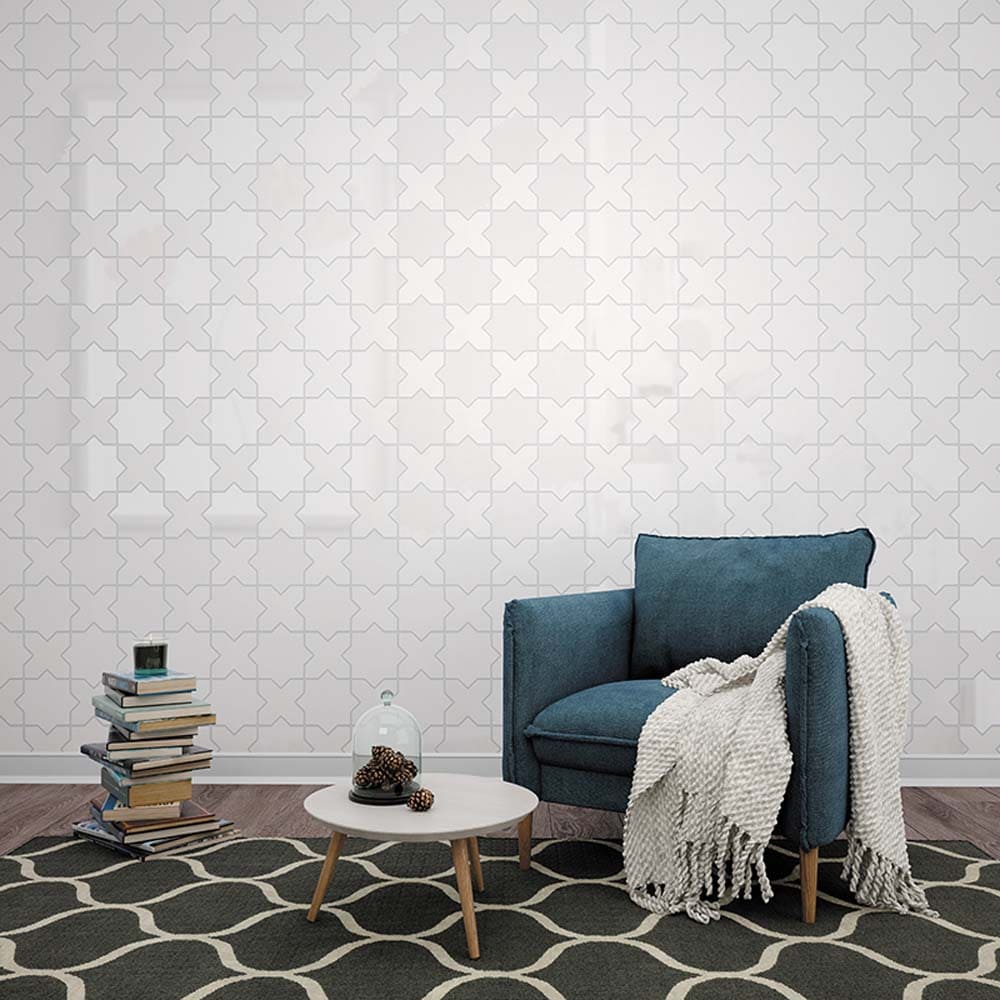 Pearl White Glossy Ceramic Cross-Shaped Accent Tile
