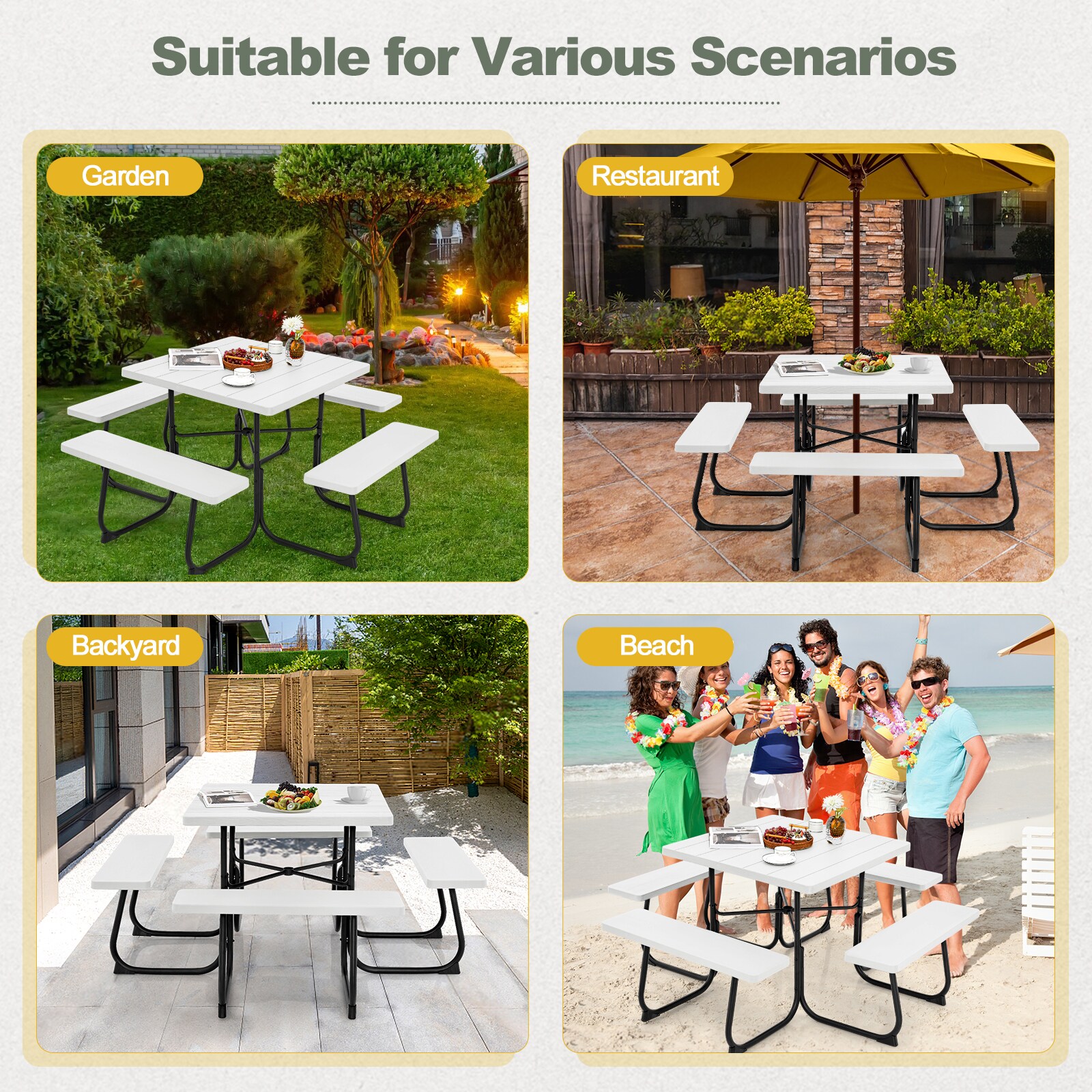 LIVIZA TDG11265WH-X Picnic-Tables - View #7