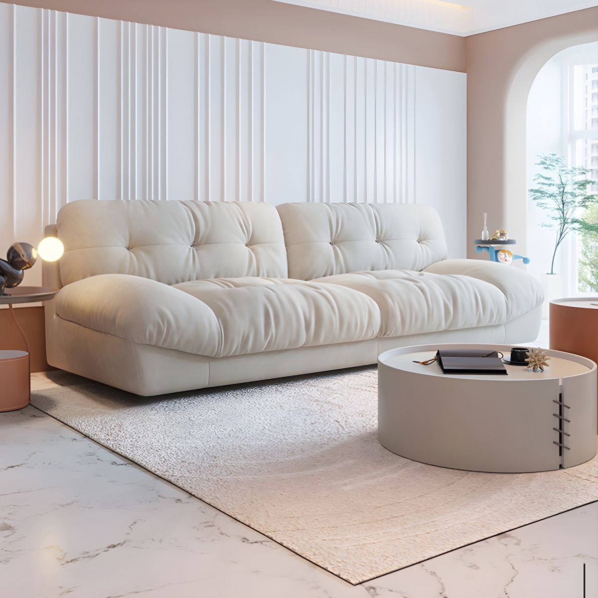 BuotiqHom DH-123B-LV 105-in Modern Beige (103 in.) Velvet 2 -seater Sofa