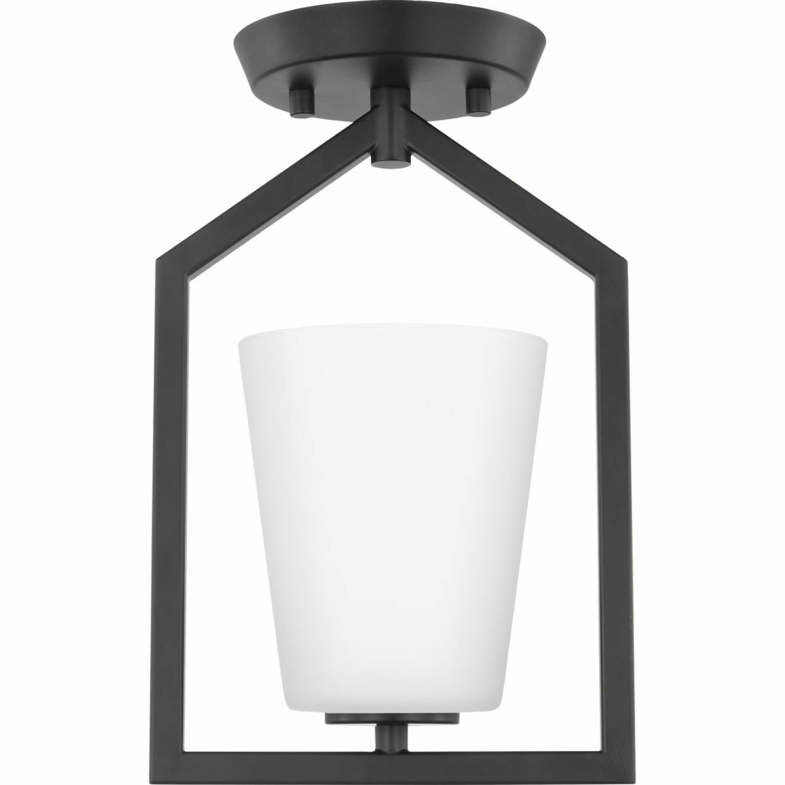 Progress Lighting P350259-31M Vertex 1 -Light 7.37-in Matte Black Semi Flush Mount Light