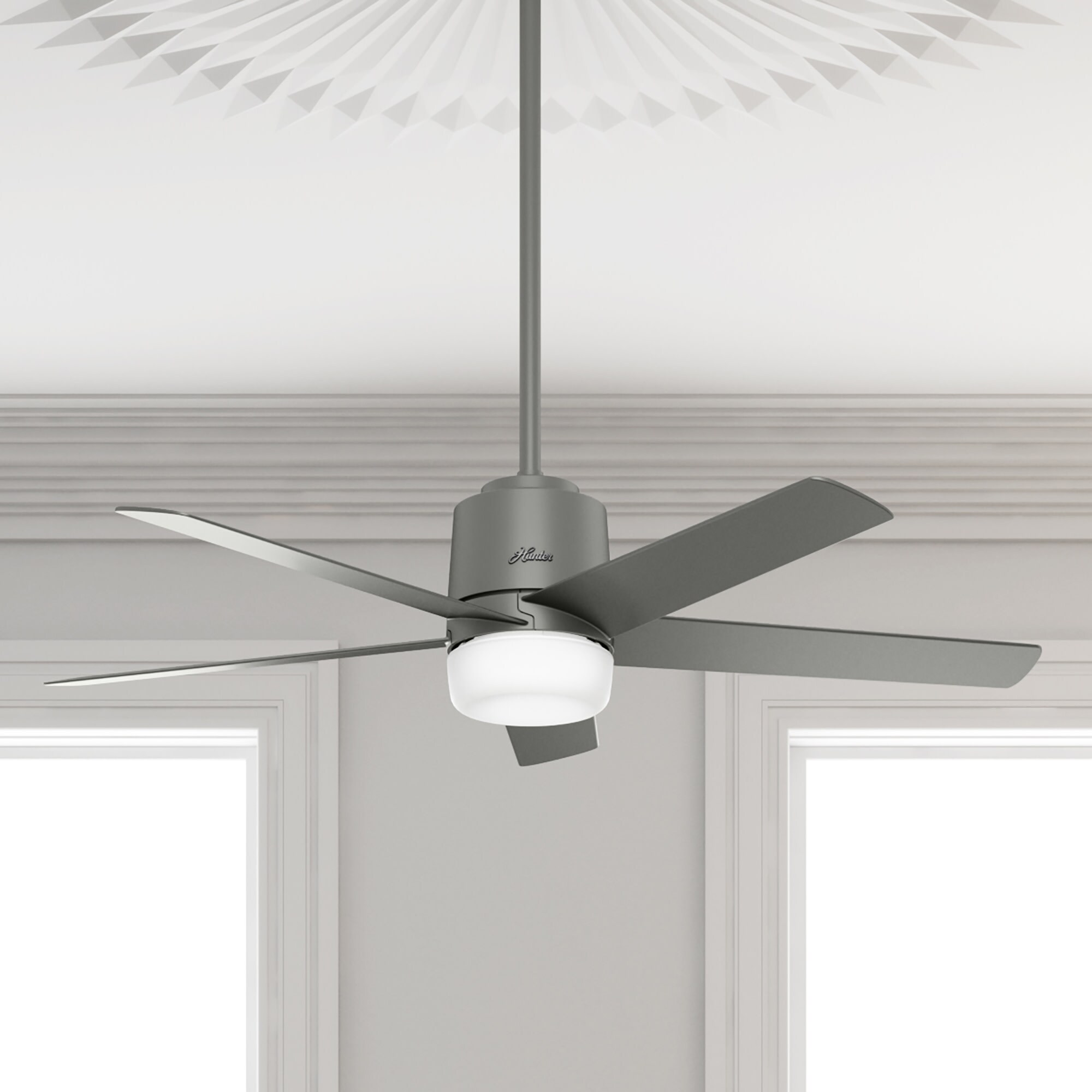 Hunter Exeter 54 Led Ceiling Fan Silver Shelly Lighting