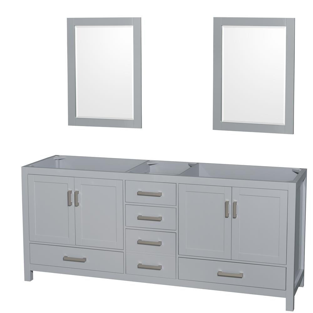 Wyndham Collection WCS141480DGYCXSXXM24 Sheffield 80-in Gray with Brushed Chrome Trim (Mirror Included)