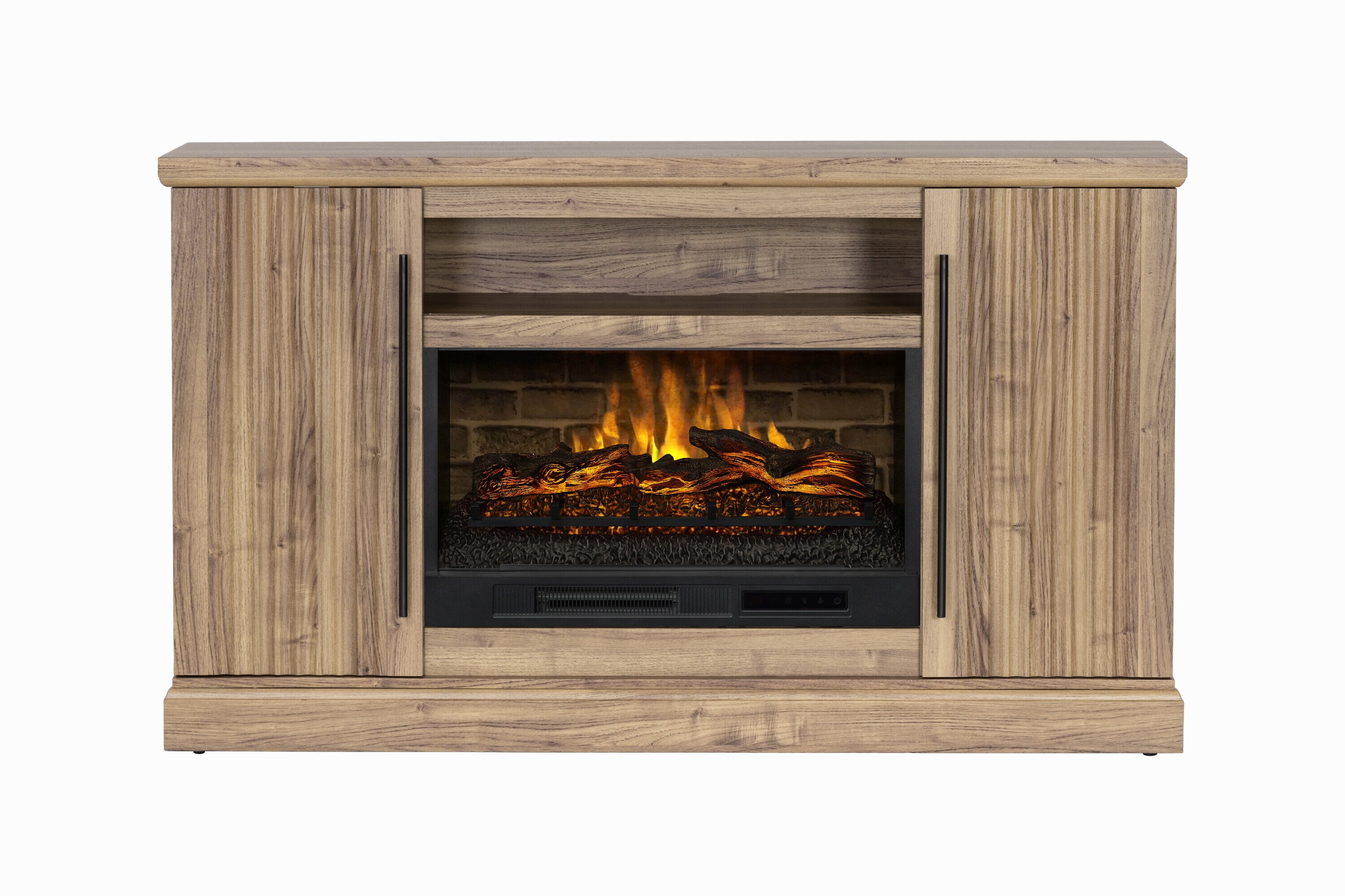 allen + roth 62-in W Light Brown Free standing Infrared quartz Flat ...