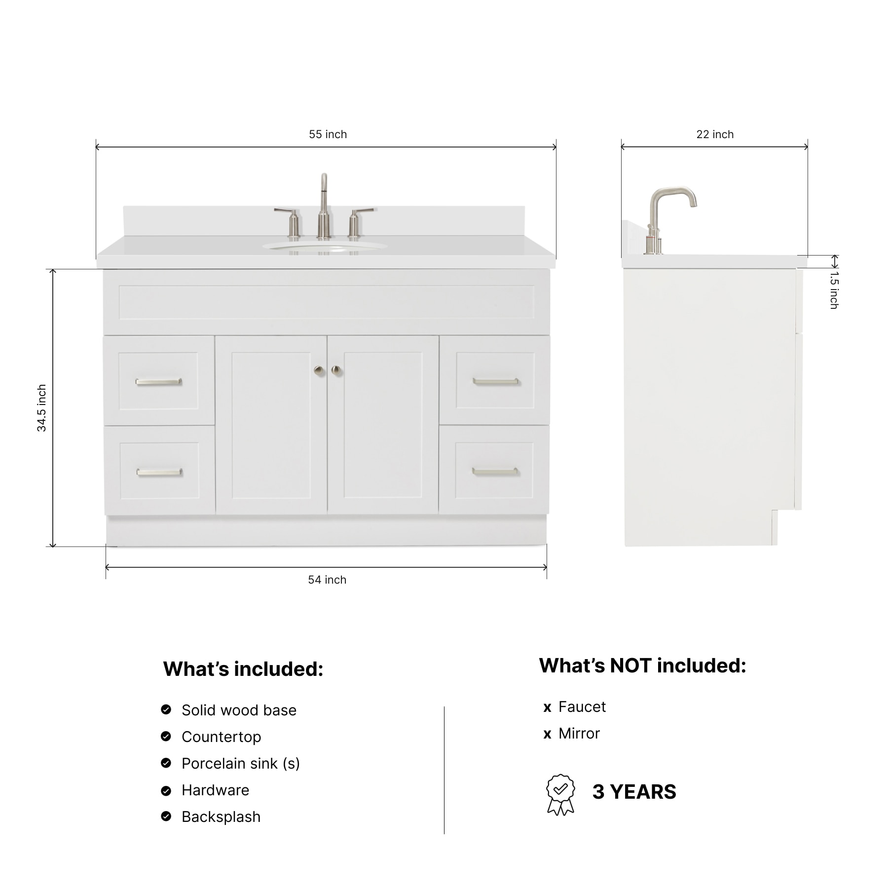 ARIEL F055SWQOVOWHT Bath-Vanity-Combo - View #3